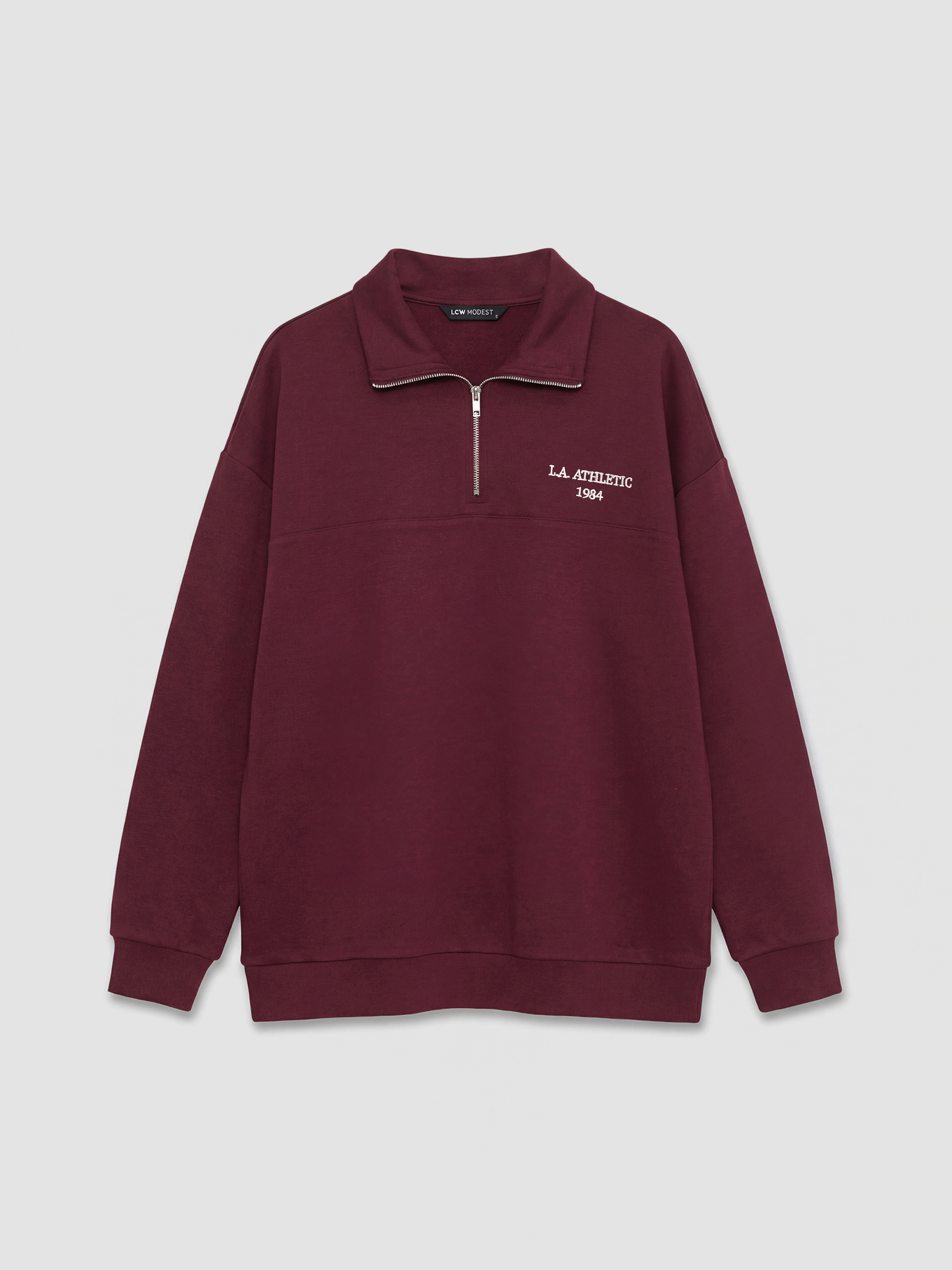 Mürdüm Nakışlı Soft Touch Oversize Kadın Sweatshirt Tunik-4