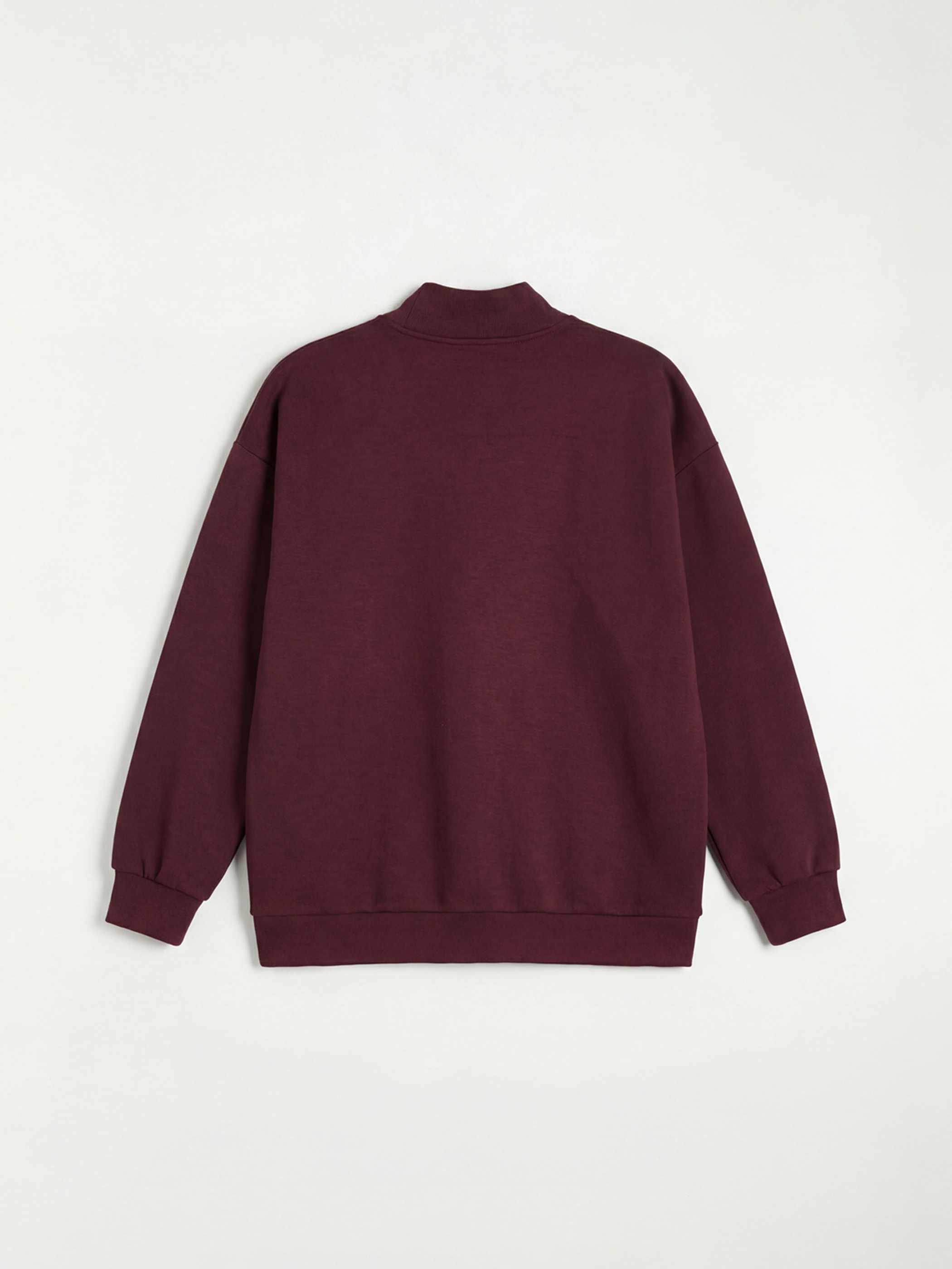 Mürdüm Dik Yaka Oversize Kadın Sweatshirt	-1