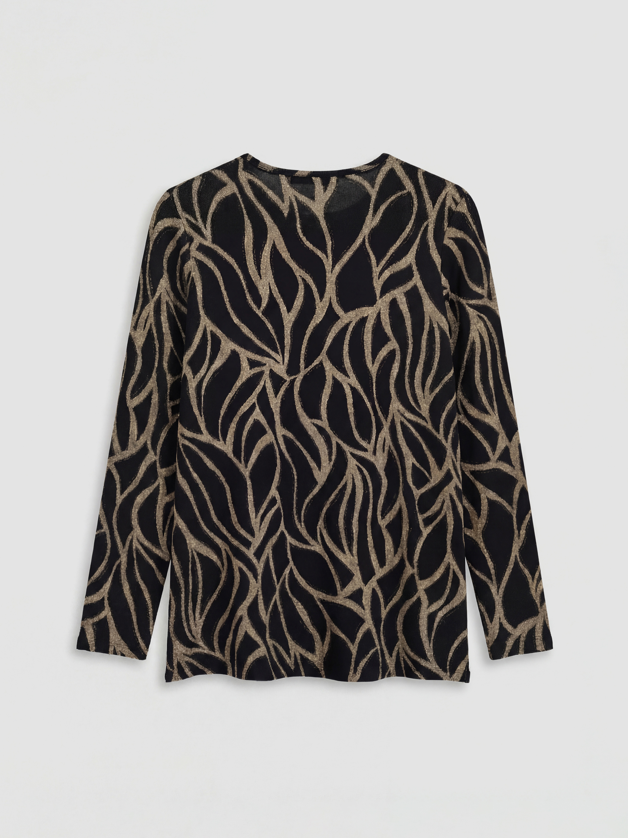 Kahverengi Bisiklet Yaka Desenli Bluz-5