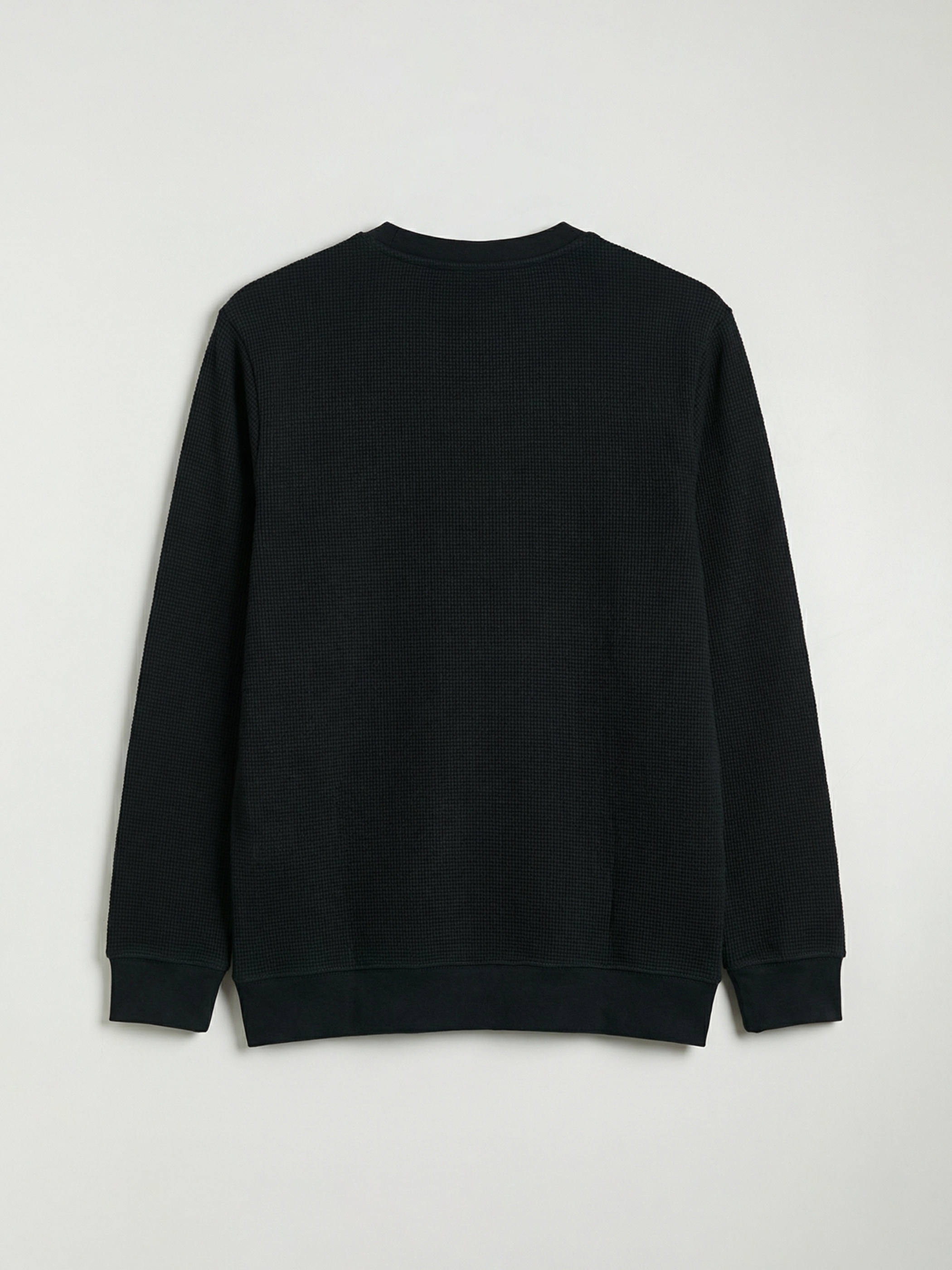 Siyah Bisiklet Yaka Erkek Sweatshirt-1