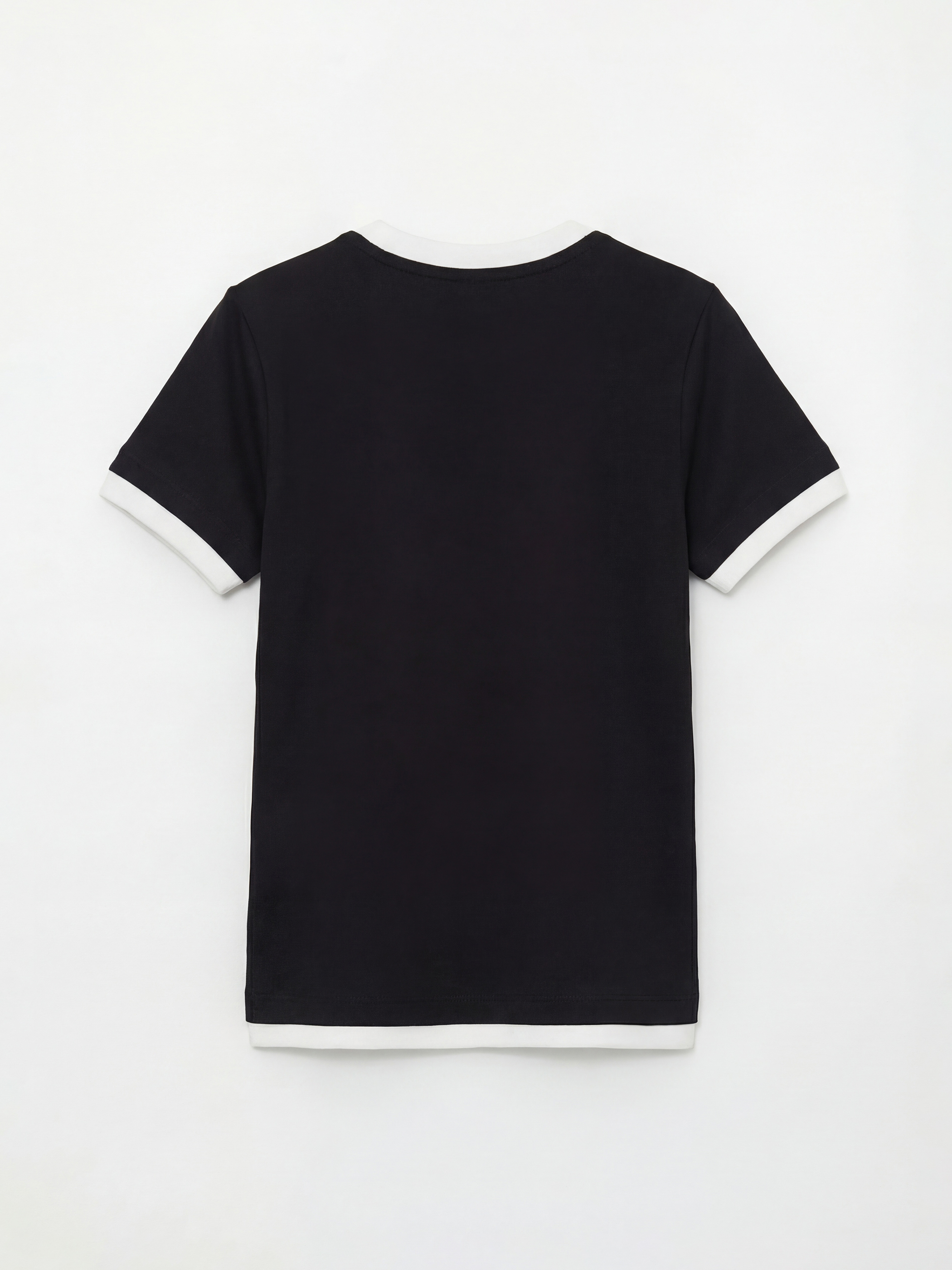 Siyah Bisiklet Yaka Kız Çocuk Tişört-1