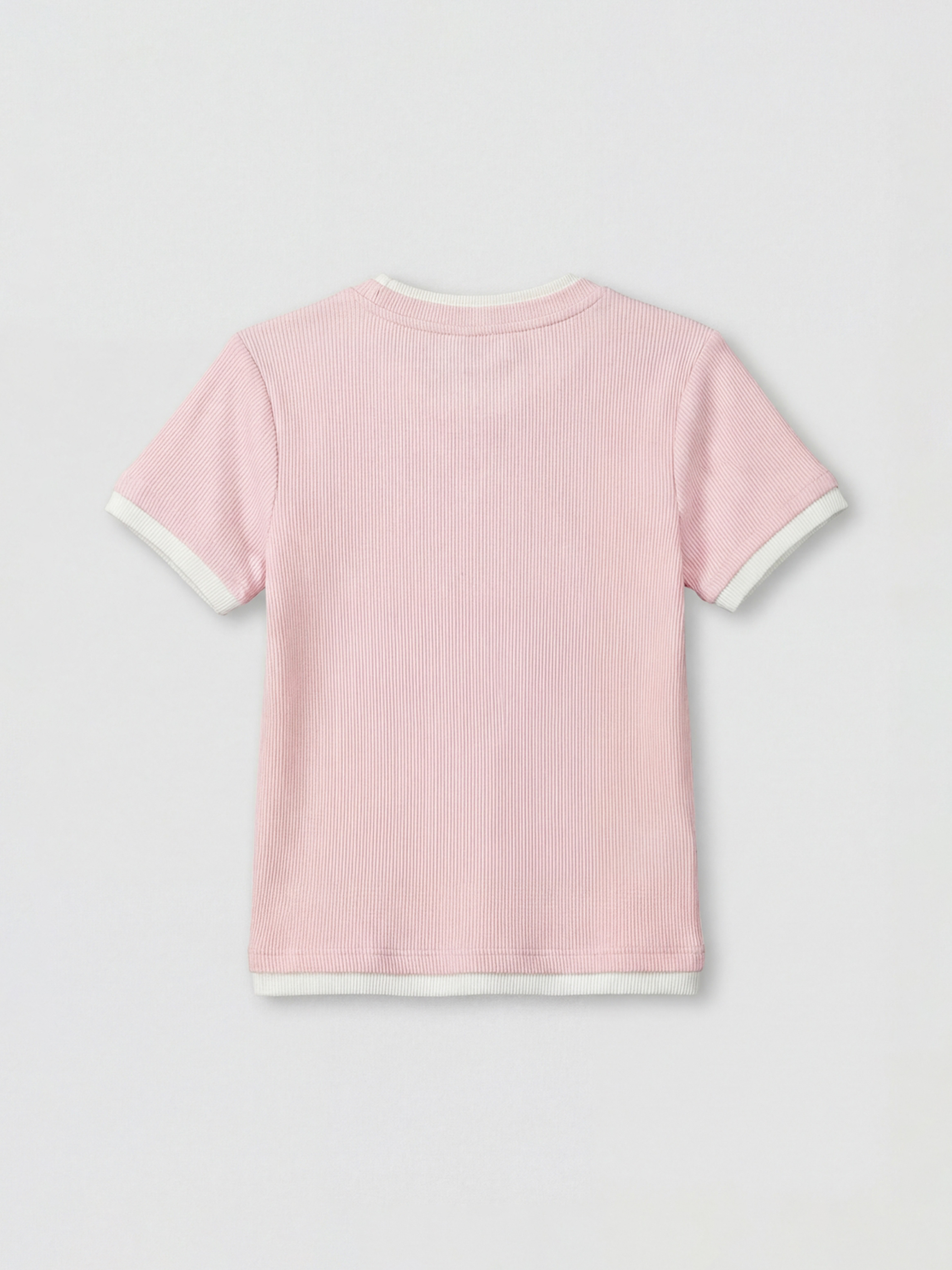 Pembe Bisiklet Yaka Kız Çocuk Tişört-1