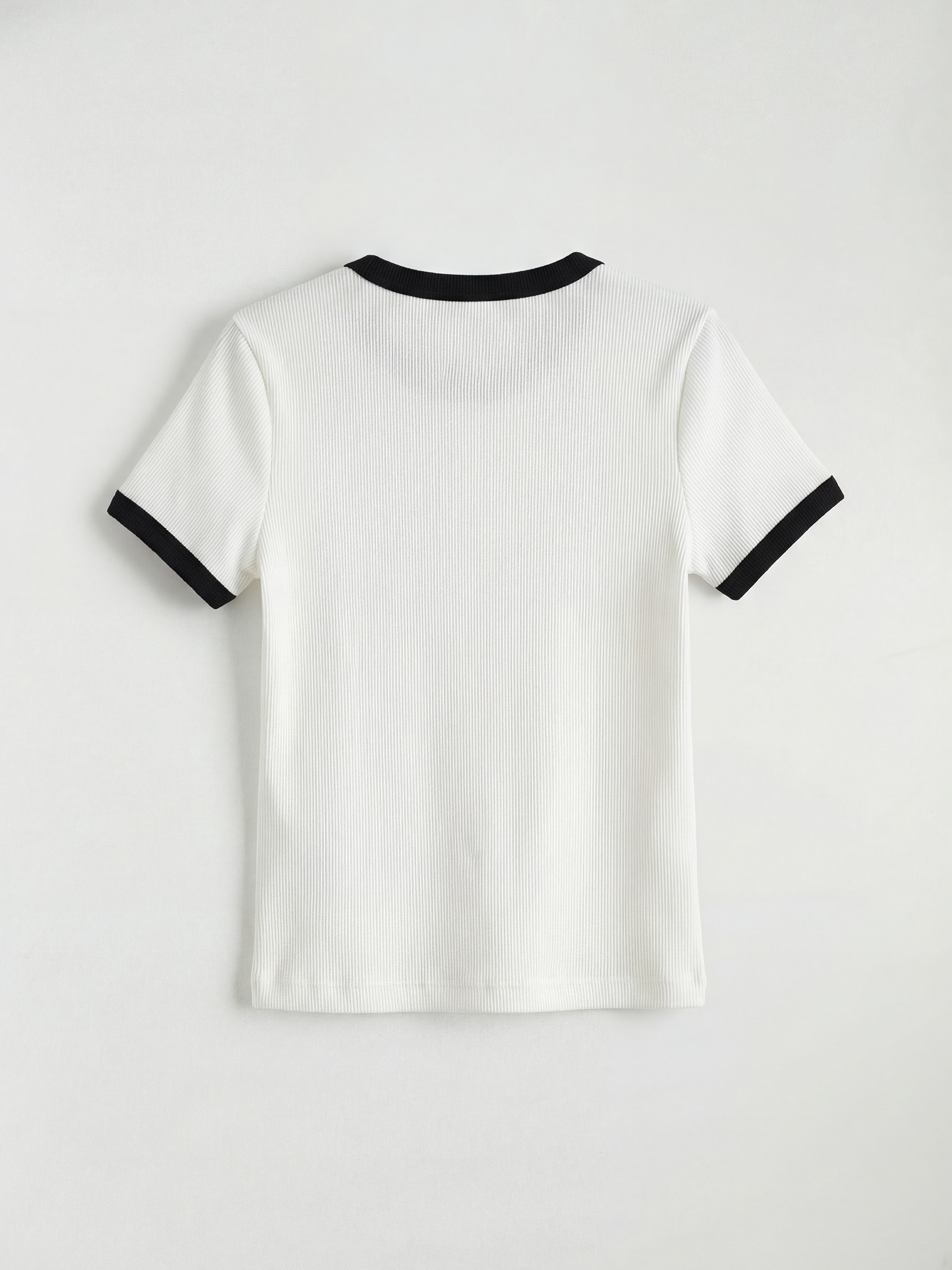 Beyaz Bisiklet Yaka Baskılı Kız Çocuk Tişört-2