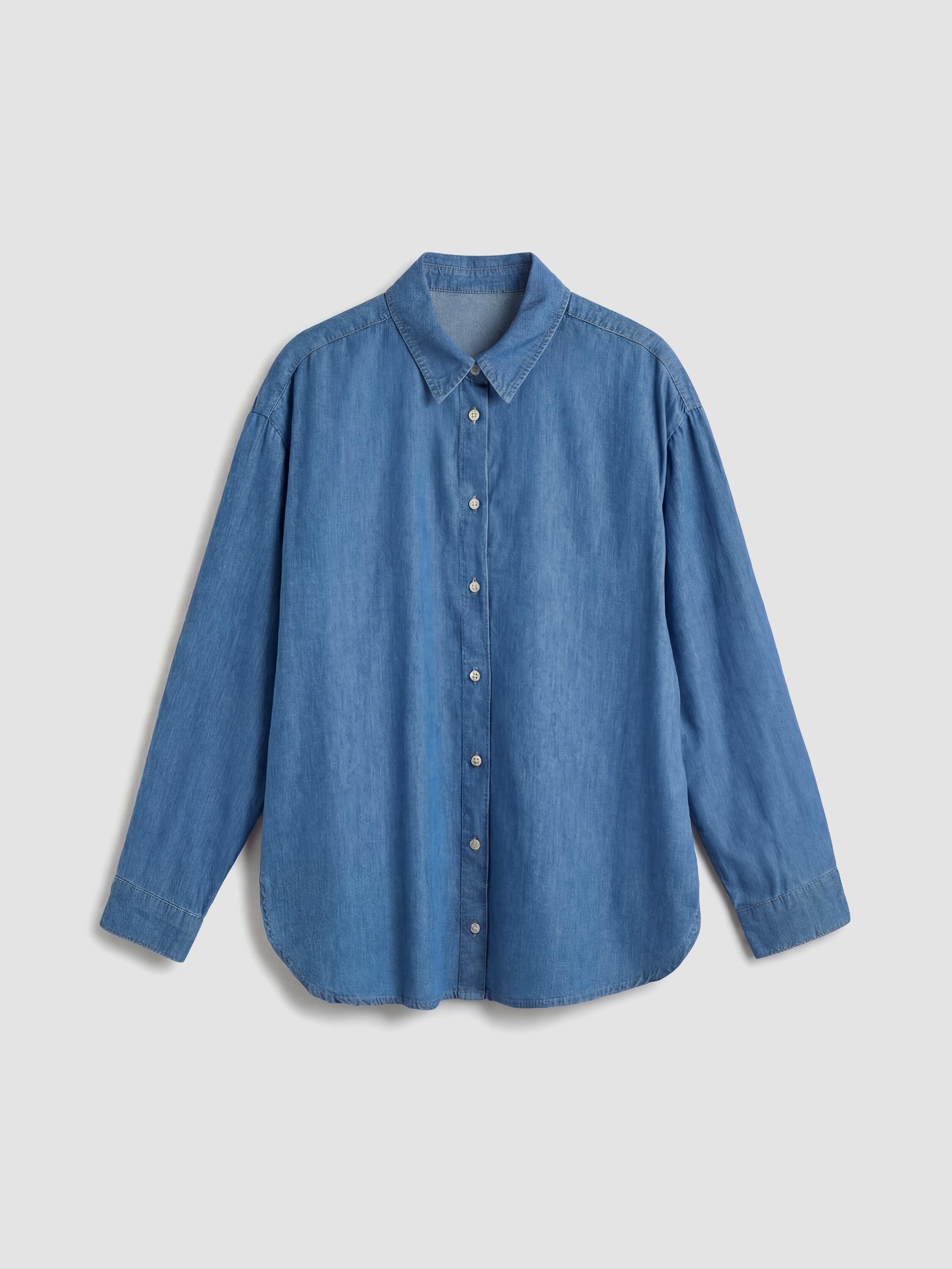 İndigo Oversize Kadın Jean Gömlek-4