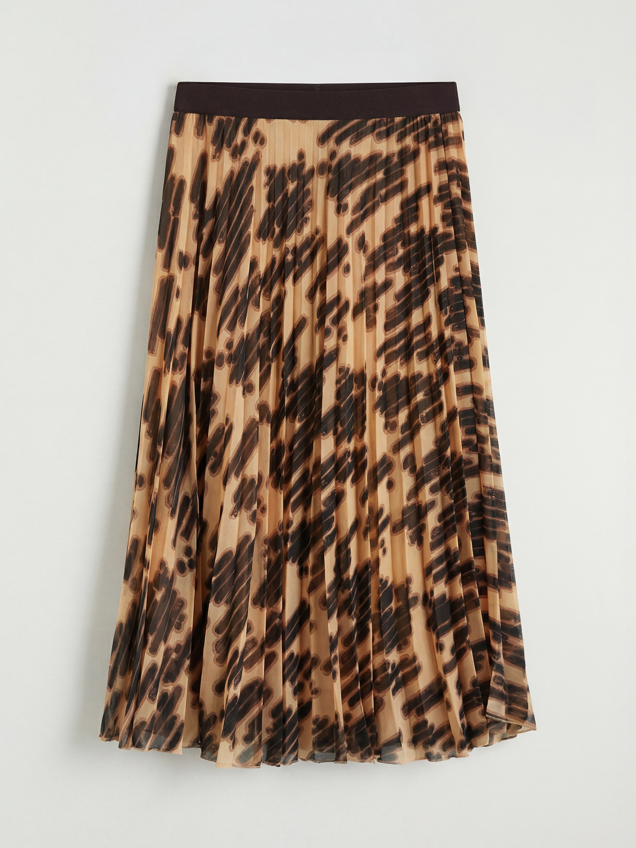 Өрнекті бүрмелі шифон белдемше серпімді белдікпен-10