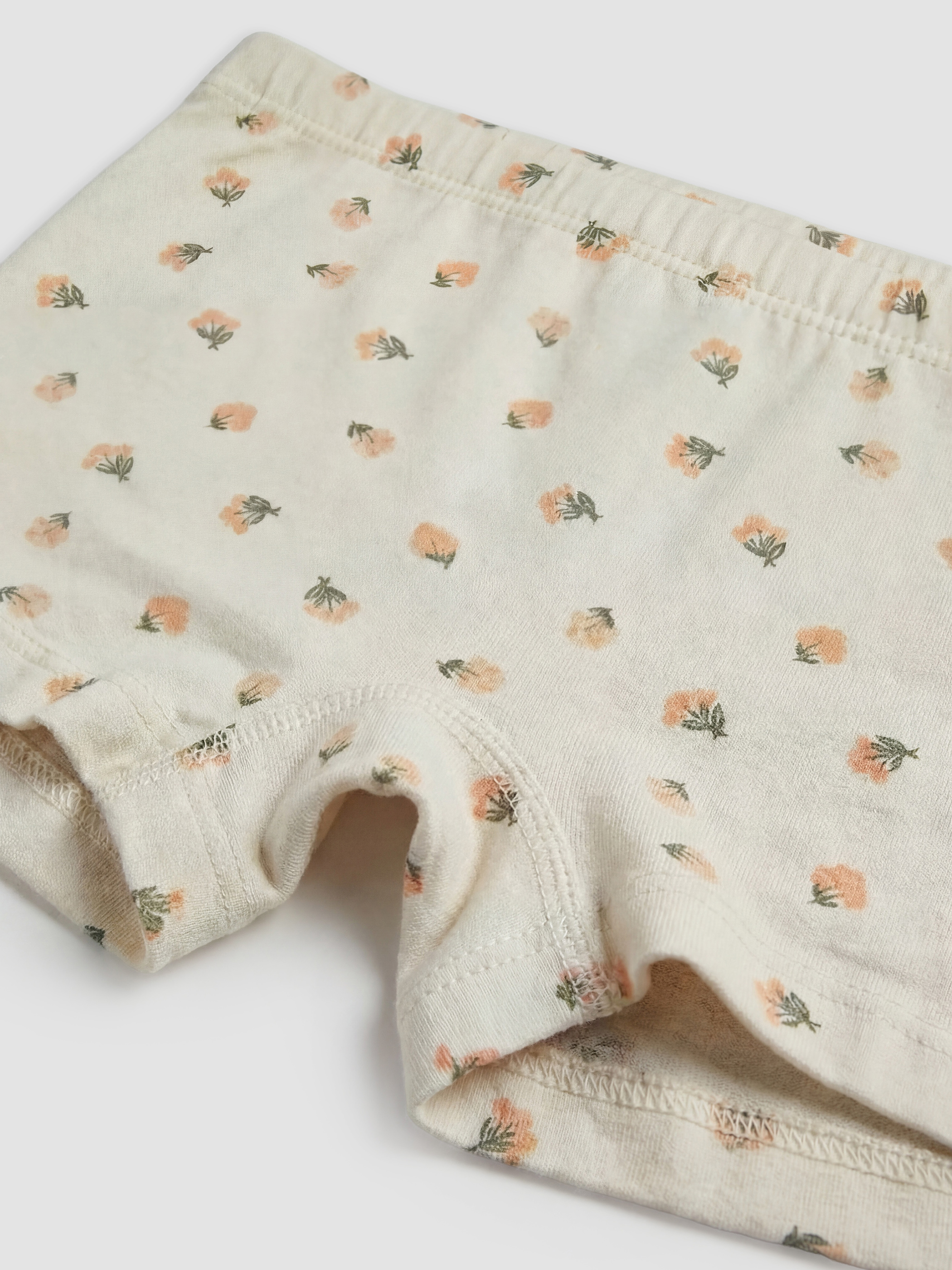 Ekru Kız Çocuk Çiçek Desenli Boxer-2