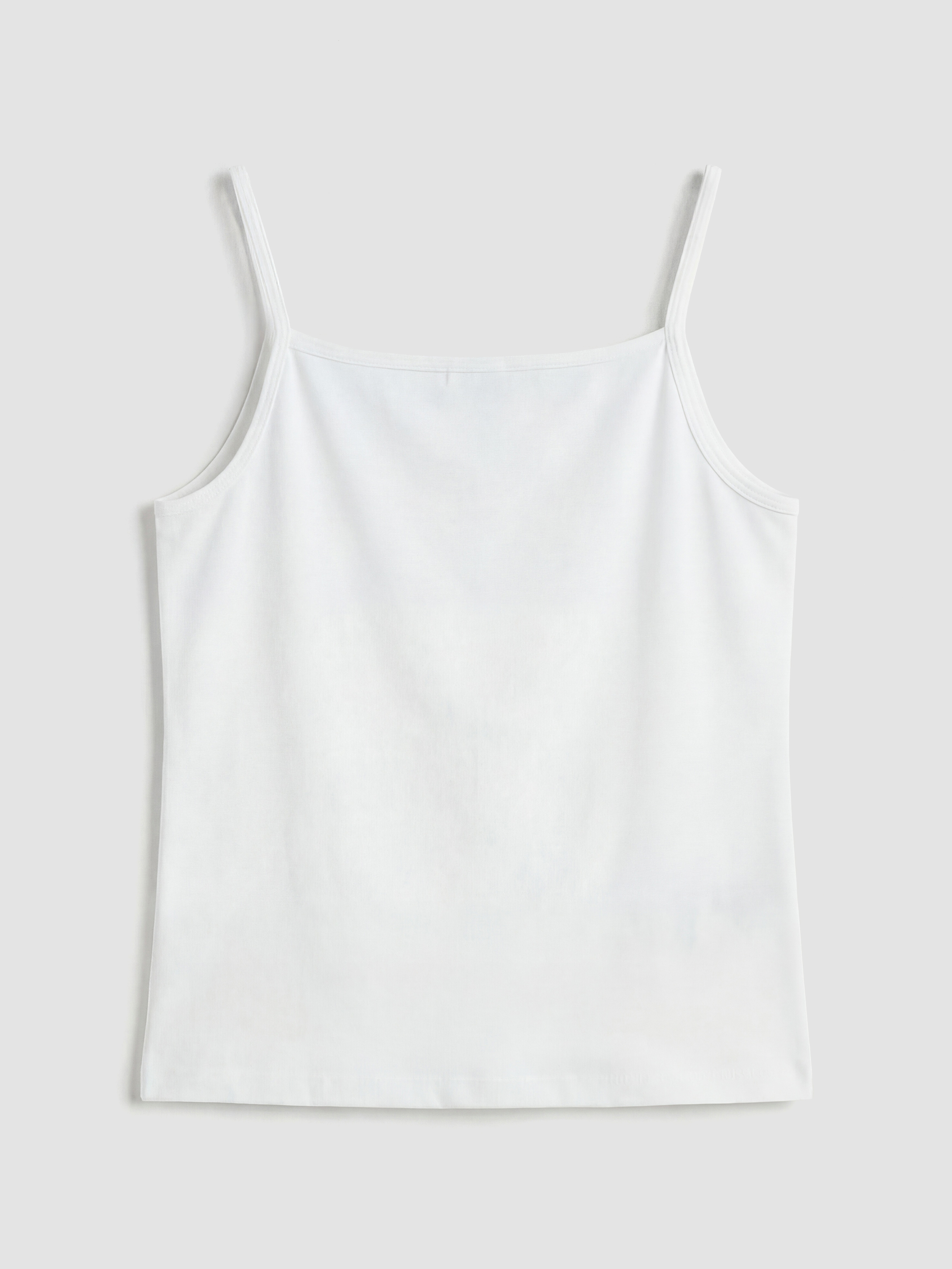 Beyaz Kare Yaka İp Askılı Kız Çocuk Atlet-1