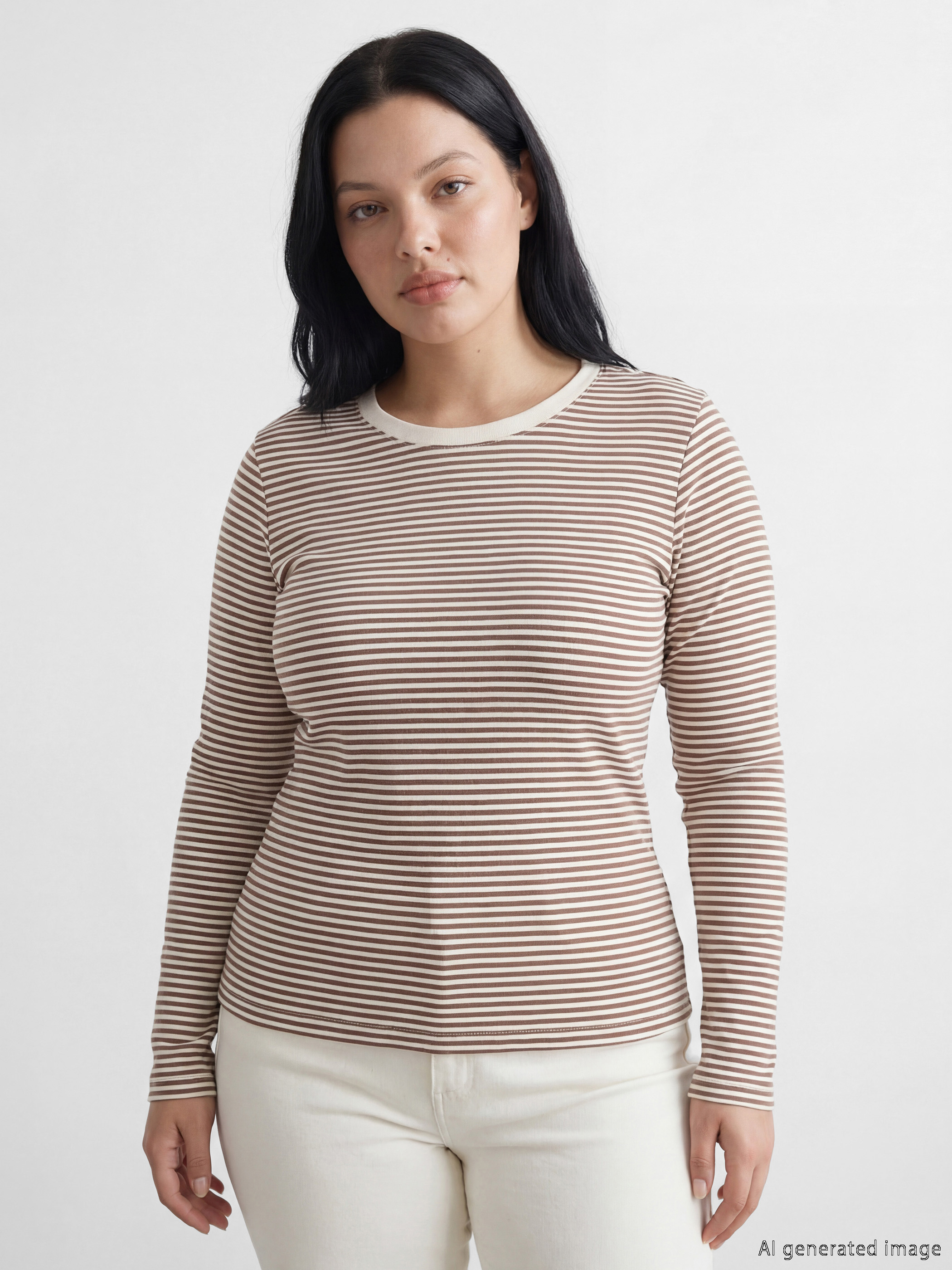 بودي سوت برقبة دائرية ومخطط.-1