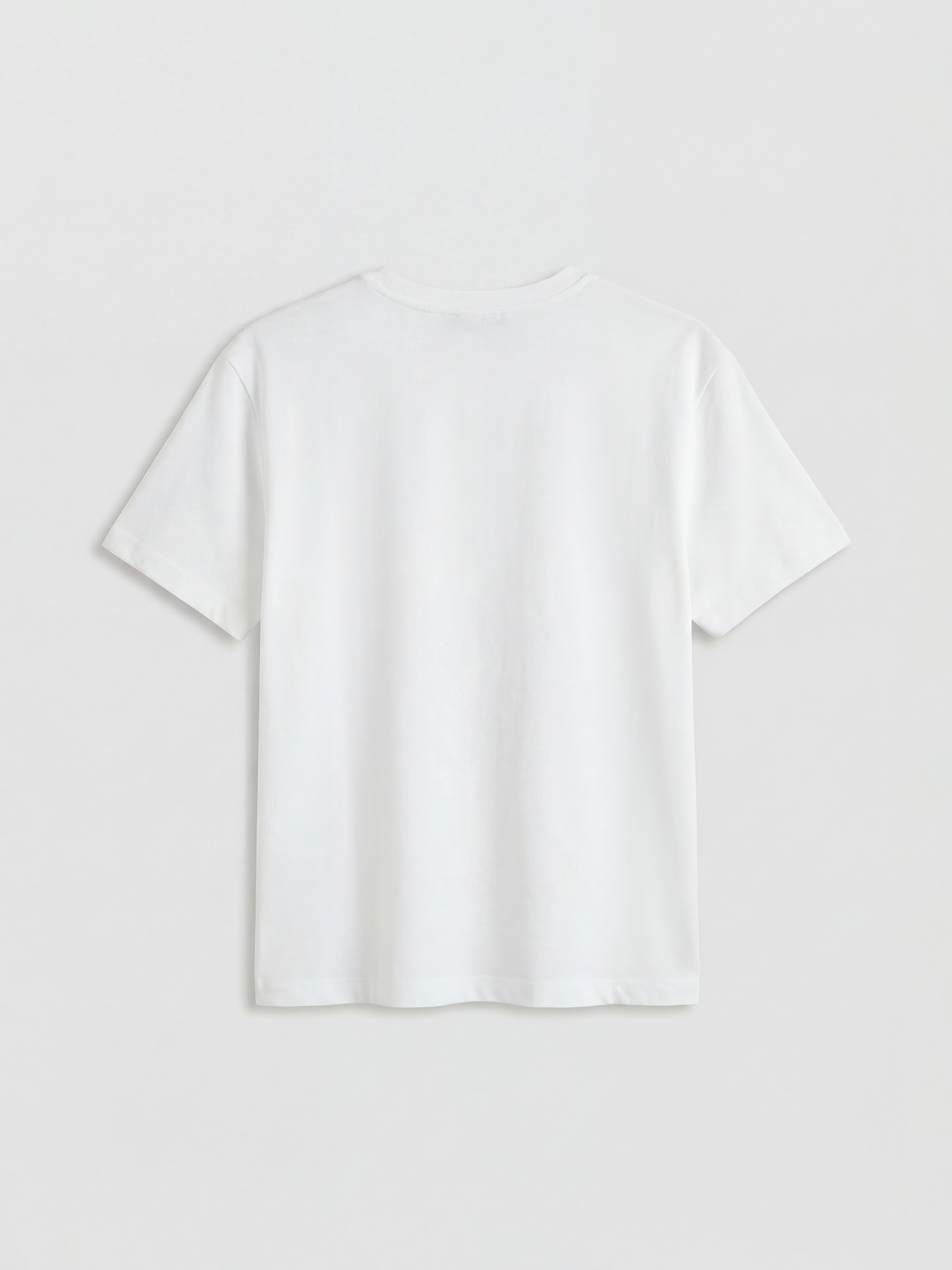 Beyaz Bisiklet Yaka Baskılı Kadın Tişört-5