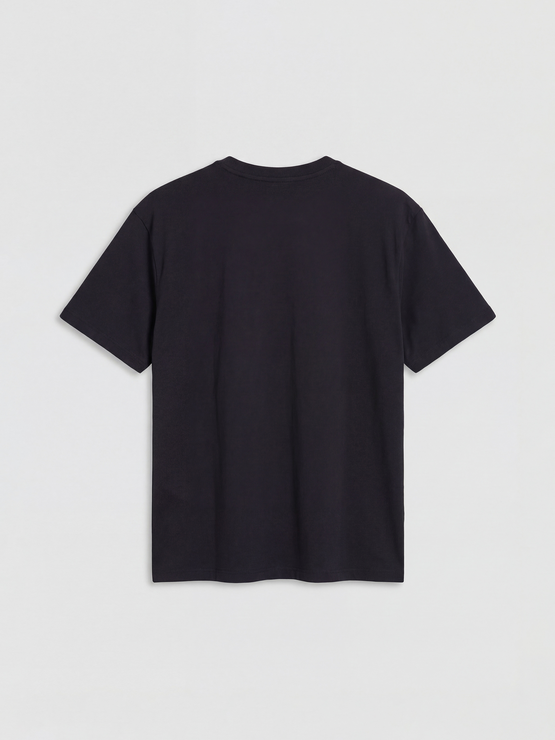 Siyah Bisiklet Yaka Baskılı Oversize Kadın Tişört-5