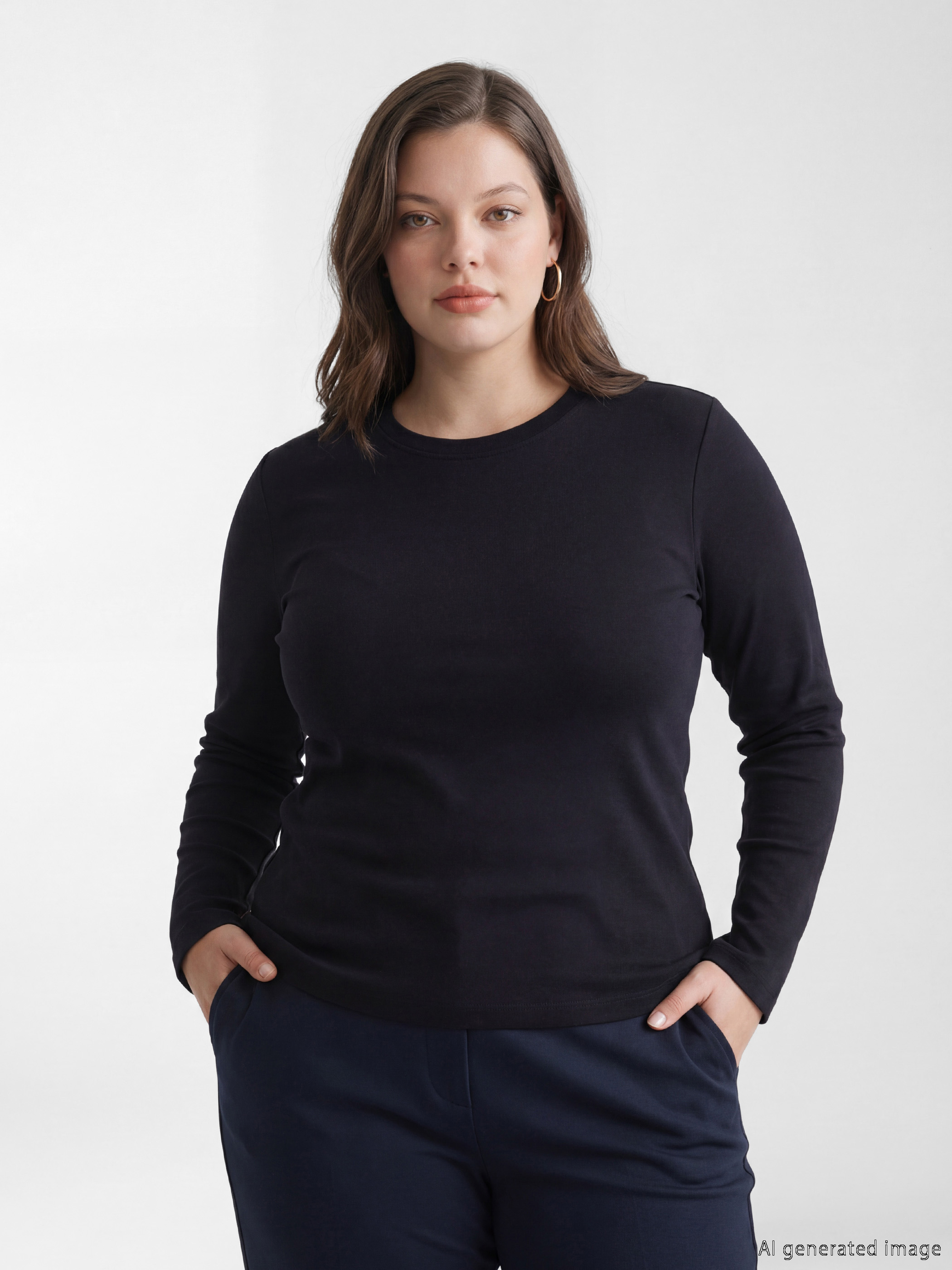 Siyah Bisiklet Yaka Kadın Body	-1