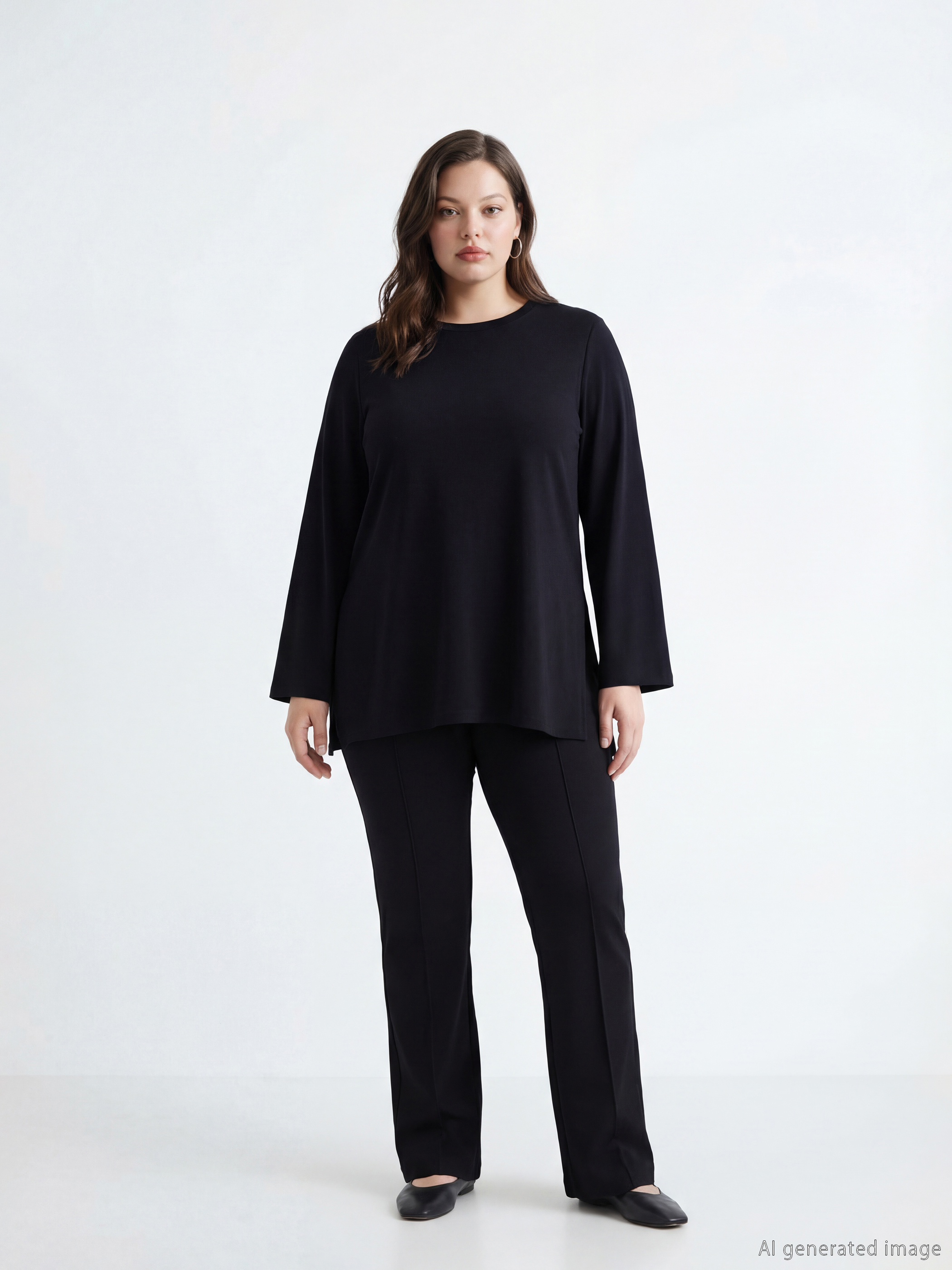 Siyah Soft Touch Oversize Kadın Sweatshirt Tunik-1