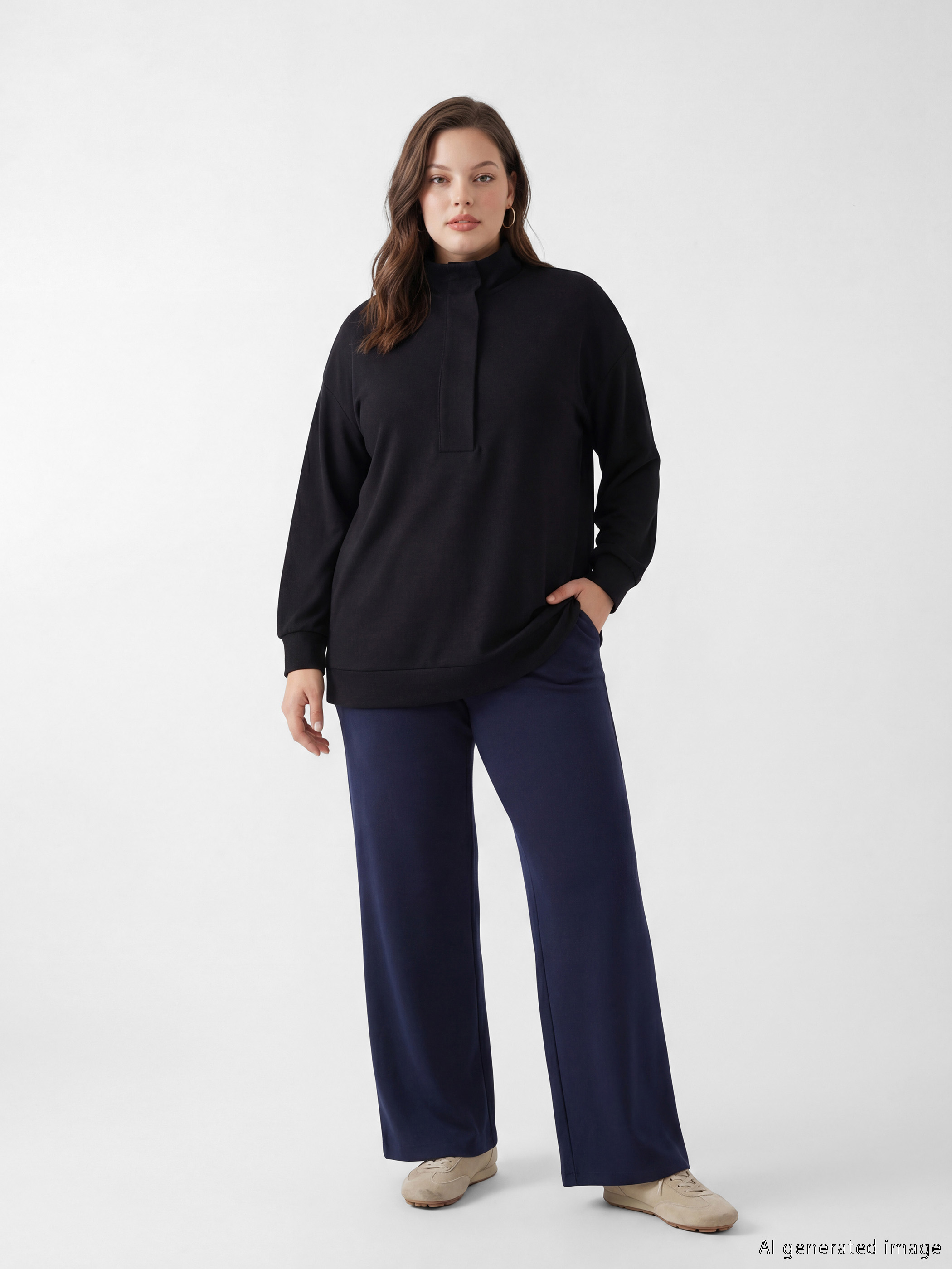 Elastic Waist Wide Leg Women's Sweatpants-1