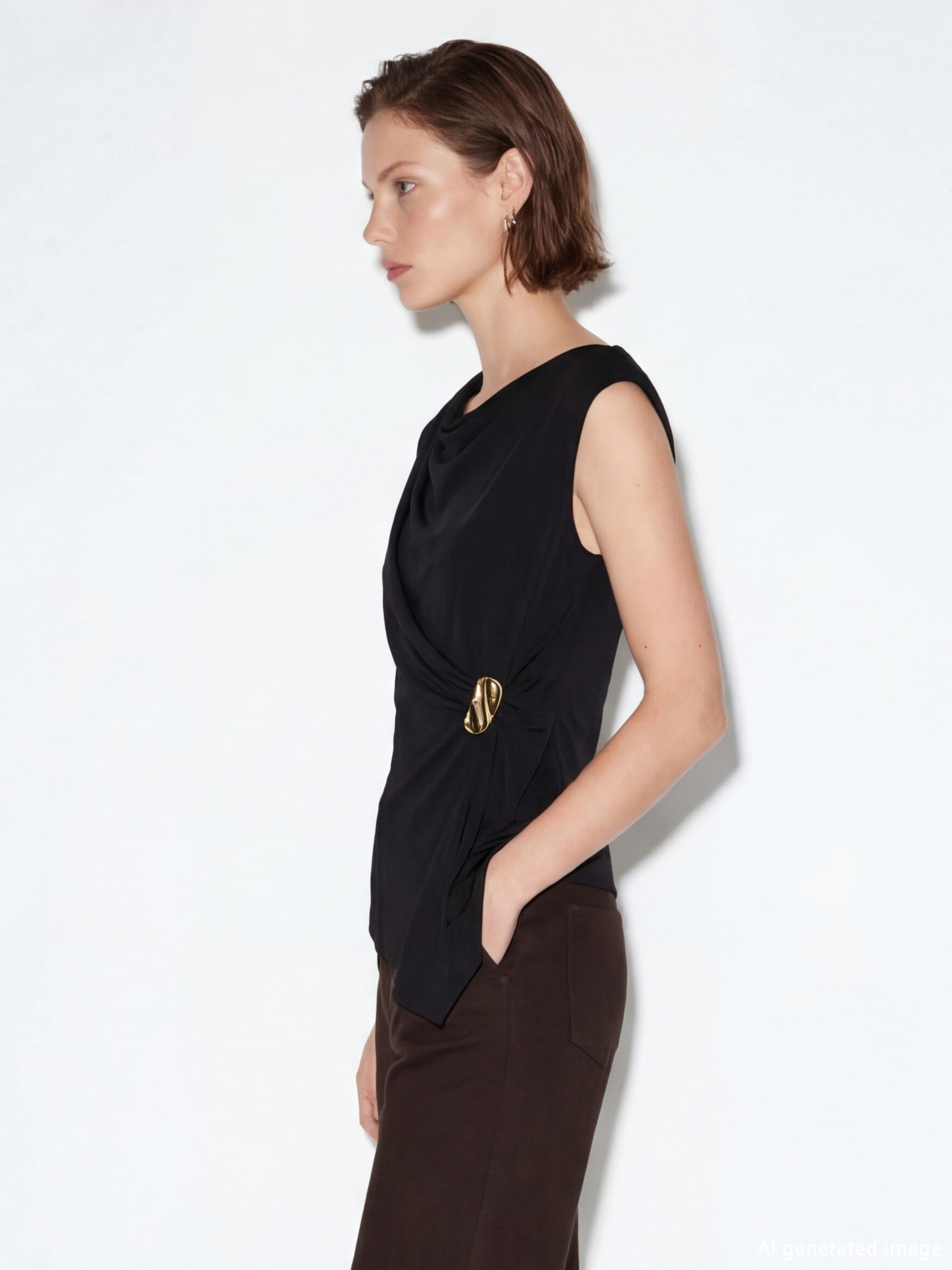 LCW Vision Dökümlü Yaka Büzgülü Bluz - S6L540Z8-CVL