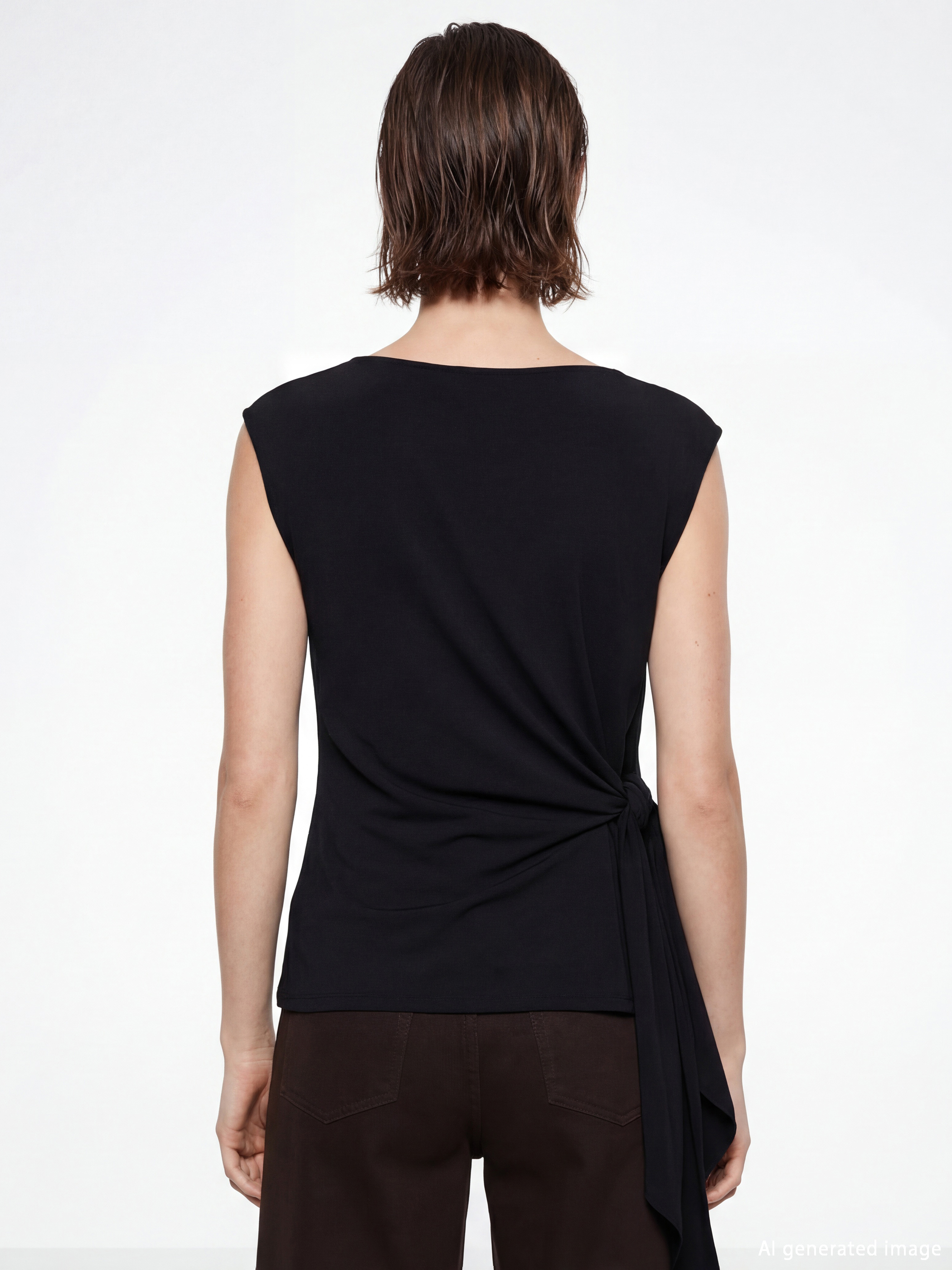 Siyah Dökümlü Yaka Büzgülü Bluz-3
