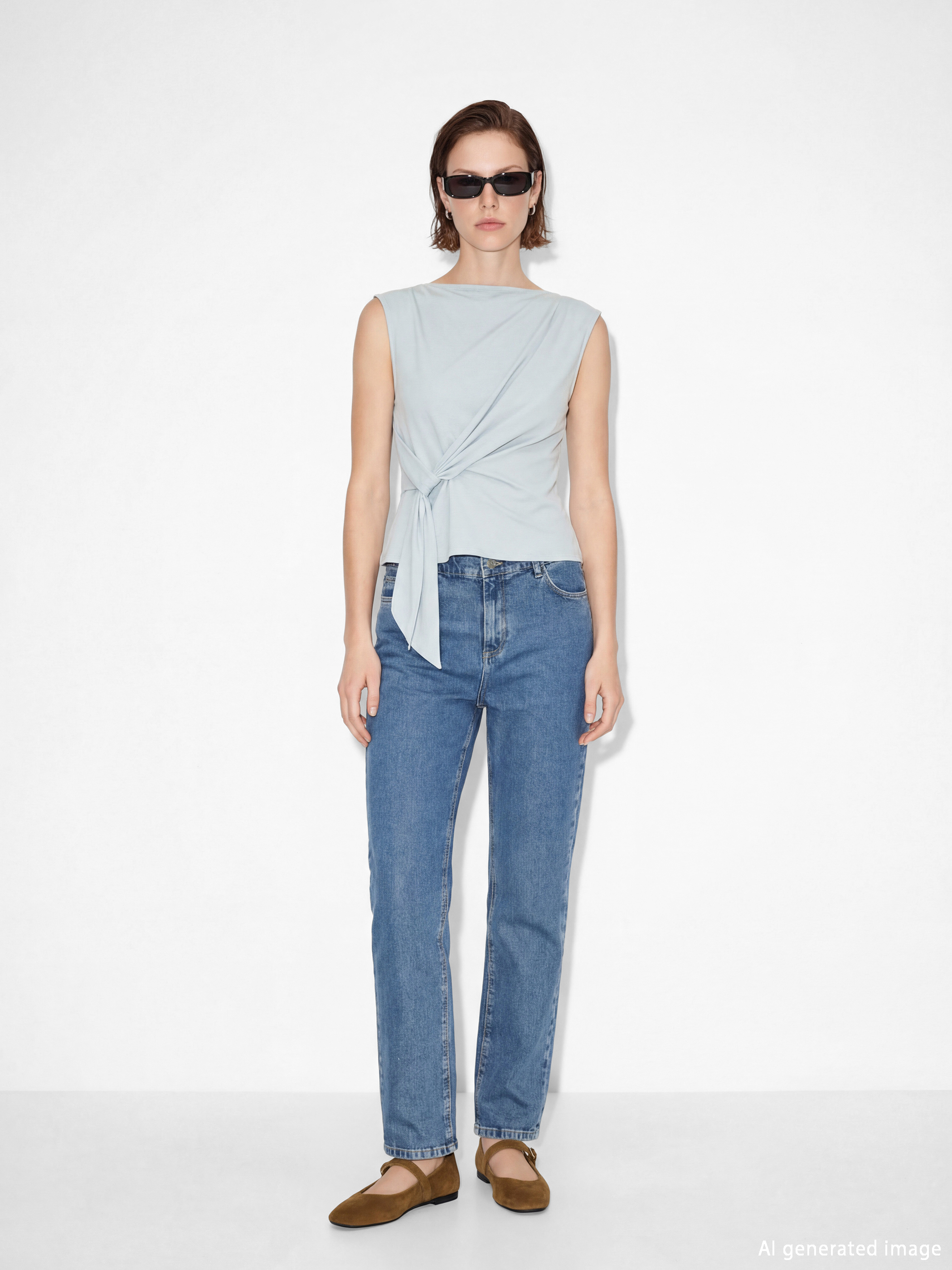 Slash Neck Ruched Blouse-1