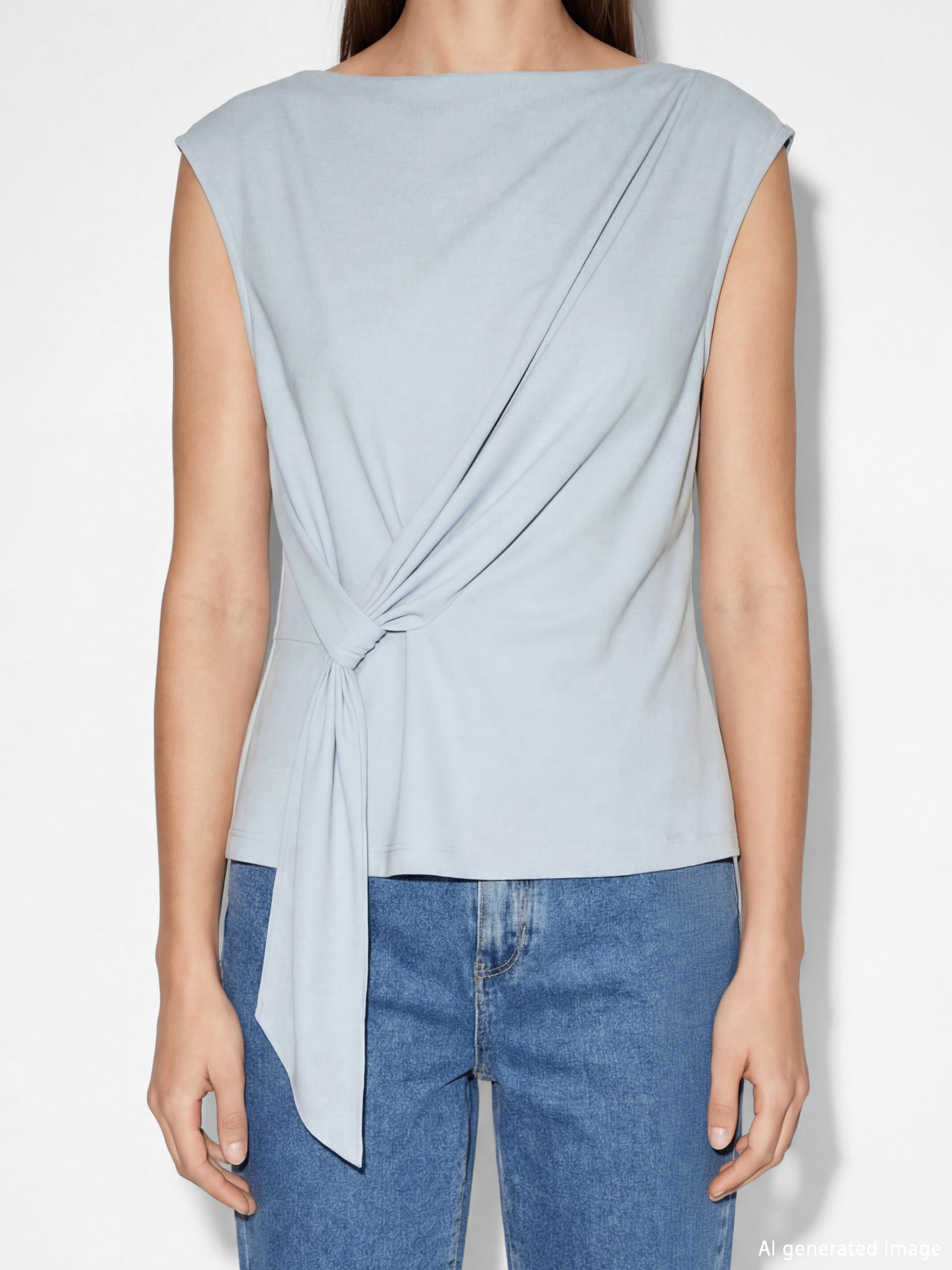 Slash Neck Ruched Blouse-2