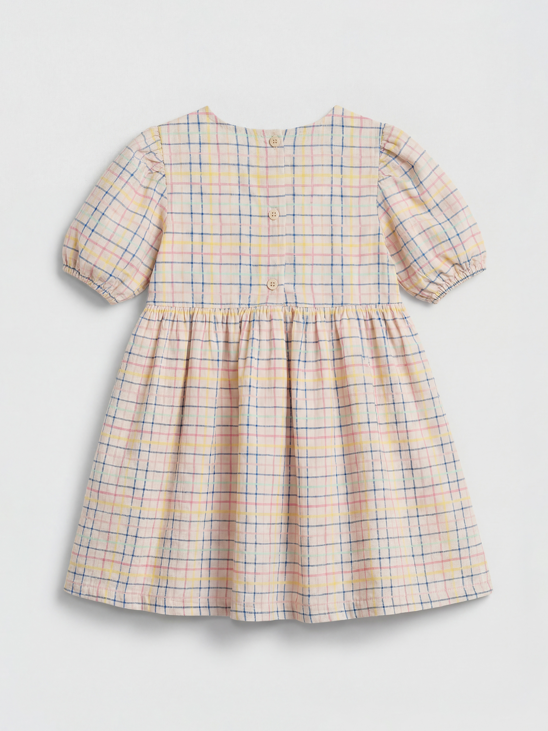 Pembe Bisiklet Yaka Ekose Kız Çocuk Elbise-1