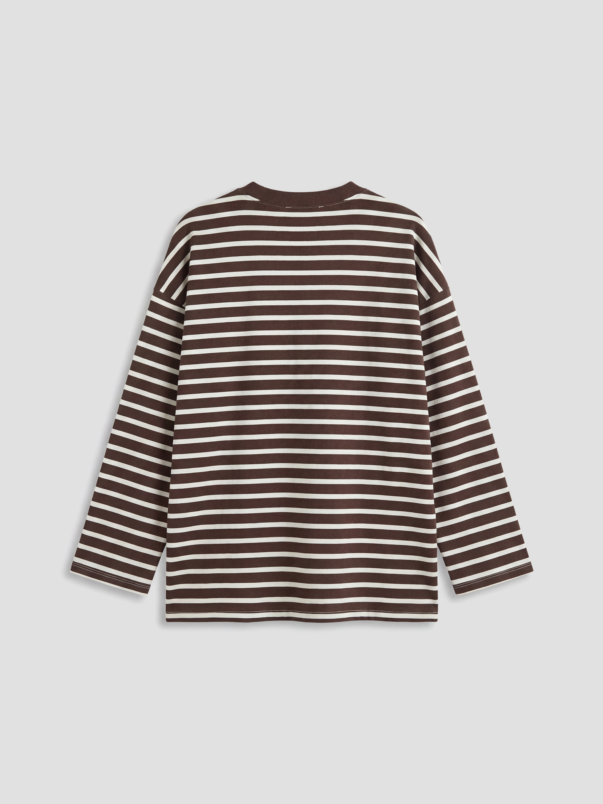 Ekru Çizgili Oversize Kadın Sweatshirt Tunik-5