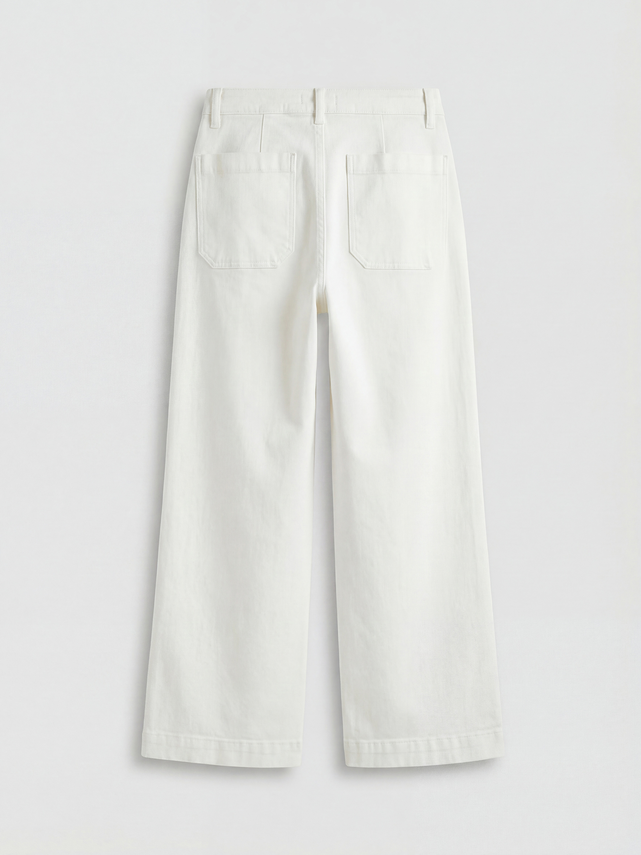 Beyaz Wideleg Kadın Jean Pantolon-4