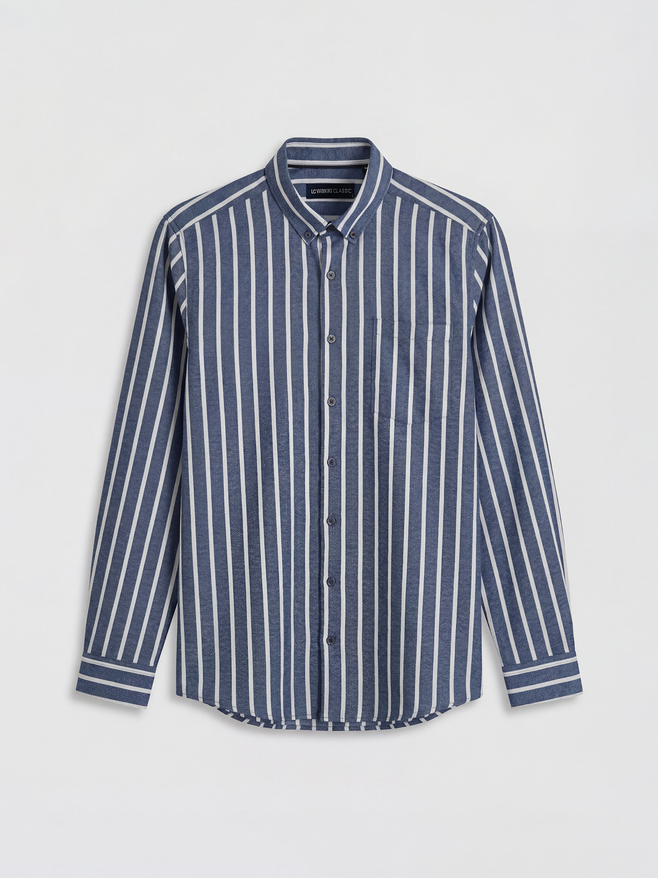 LCWAIKIKI Classic Regular Fit Çizgili Armürlü Erkek Gömlek - S6L700Z8-LGS