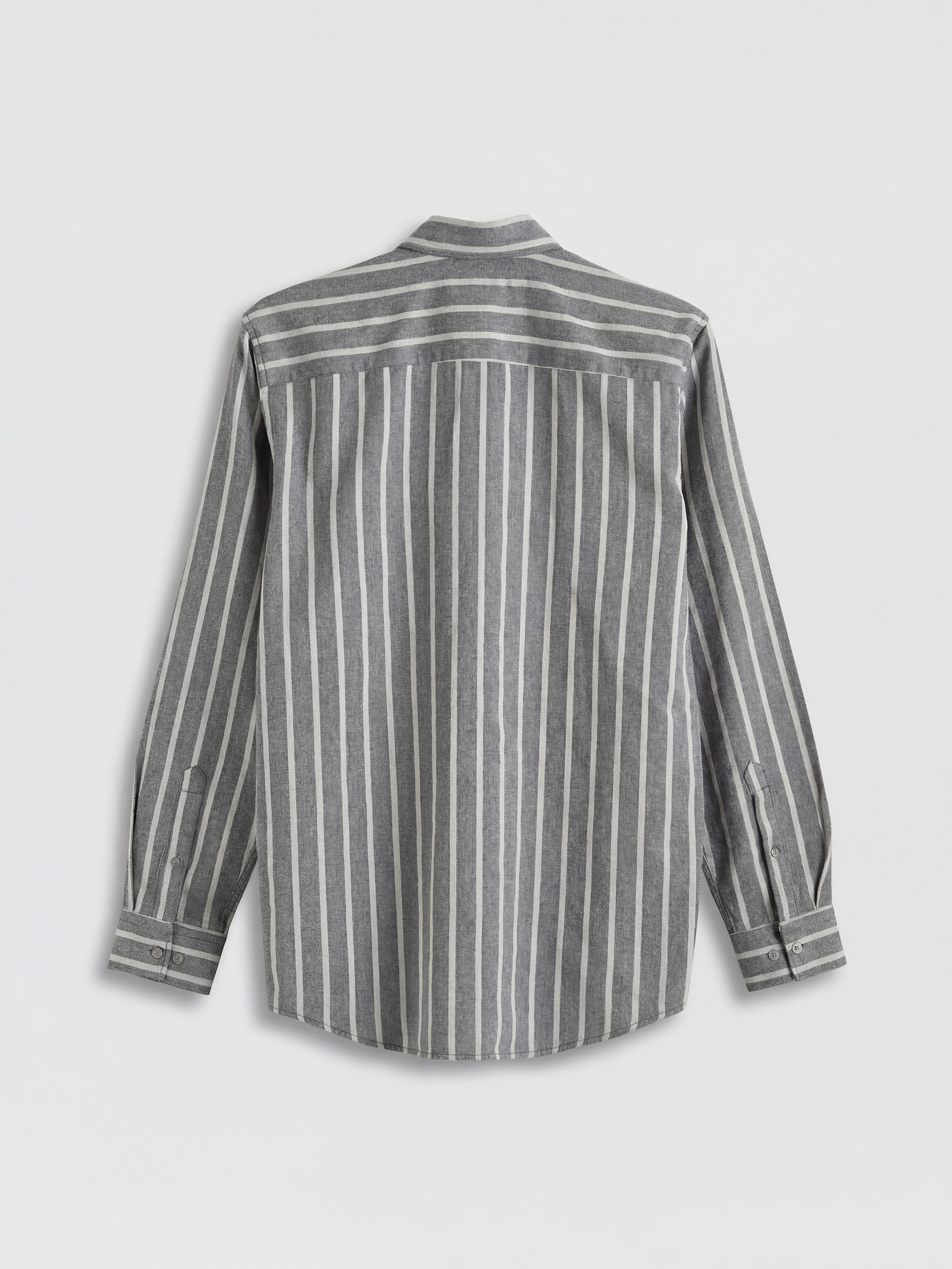 Gri Regular Fit Çizgili Erkek Armürlü Gömlek-5