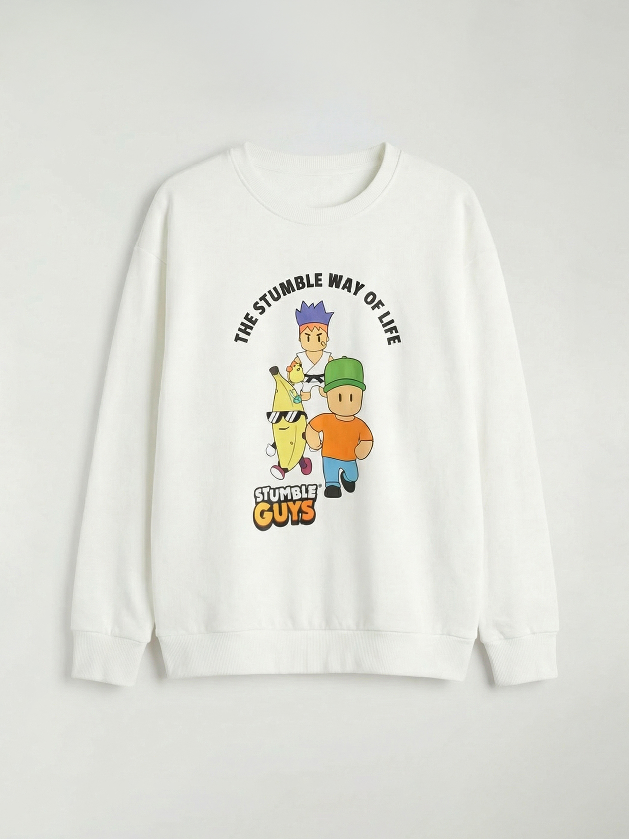 Ekru Stumble Guys Baskılı Erkek Çocuk Eşofman Takımı-1