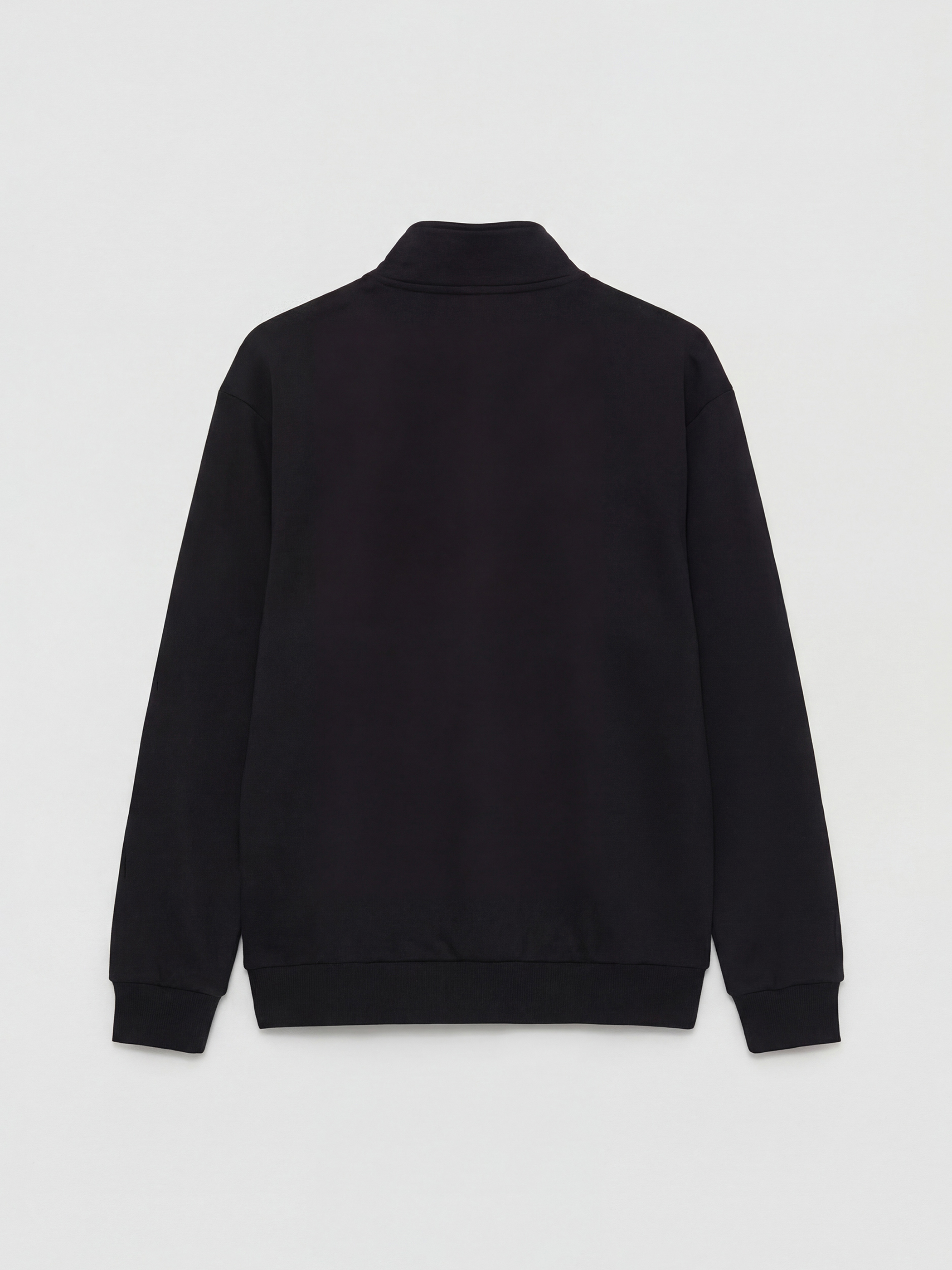 Siyah Dik Yaka Erkek Sweatshirt-5