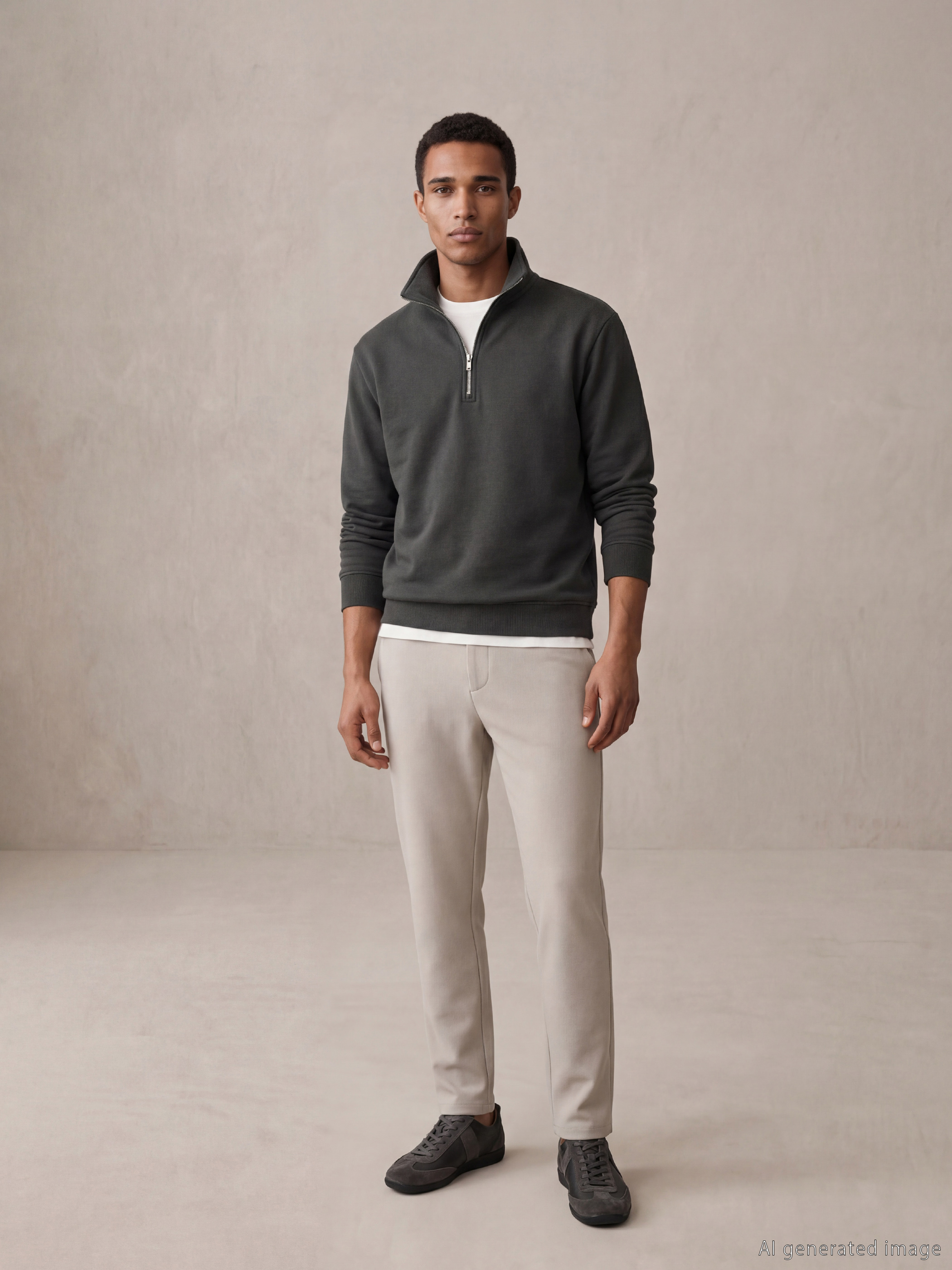 Antrasit Polo Yaka Erkek Sweatshirt-1