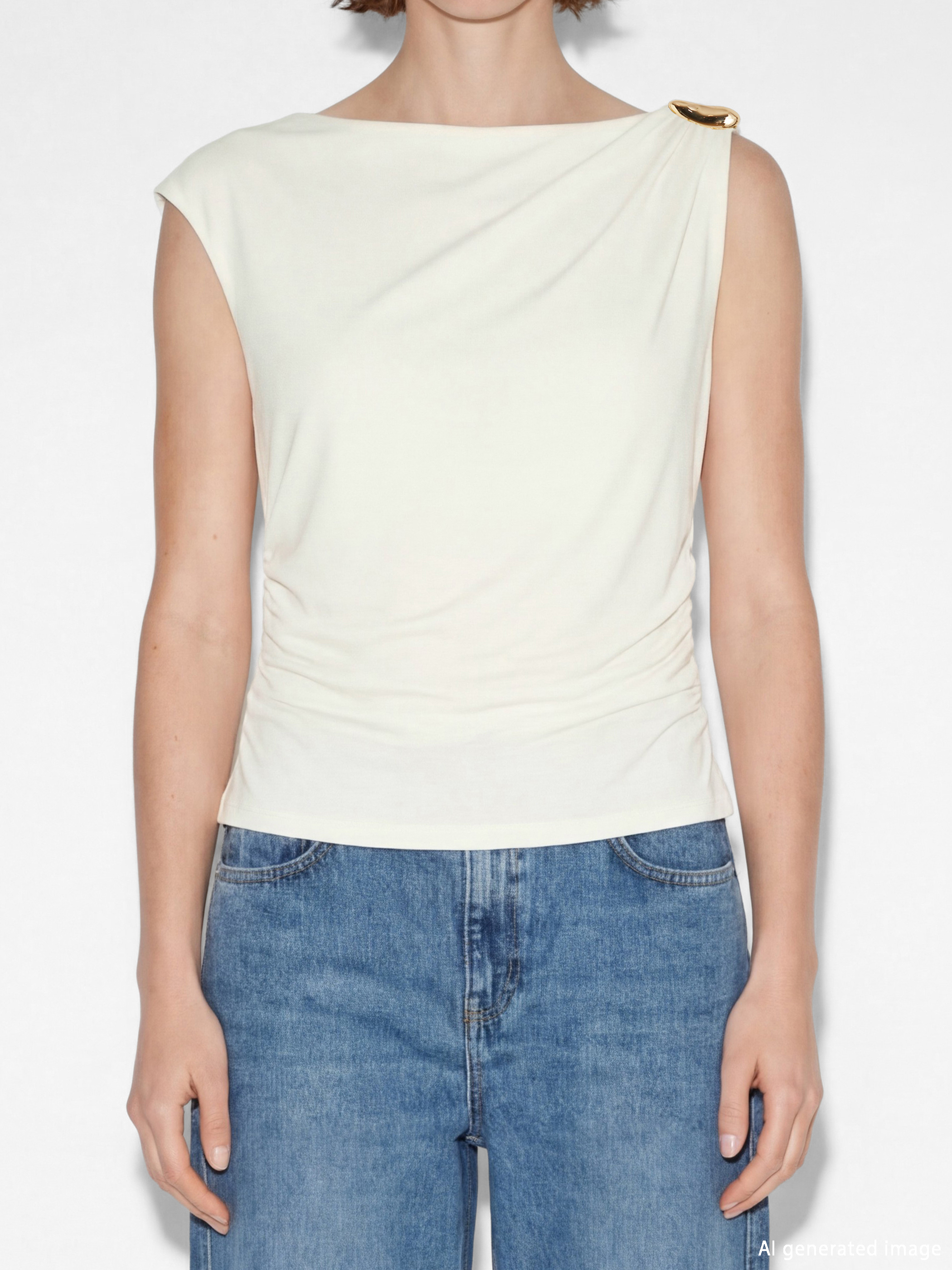 Metal Appliquéd Ruched Blouse-2