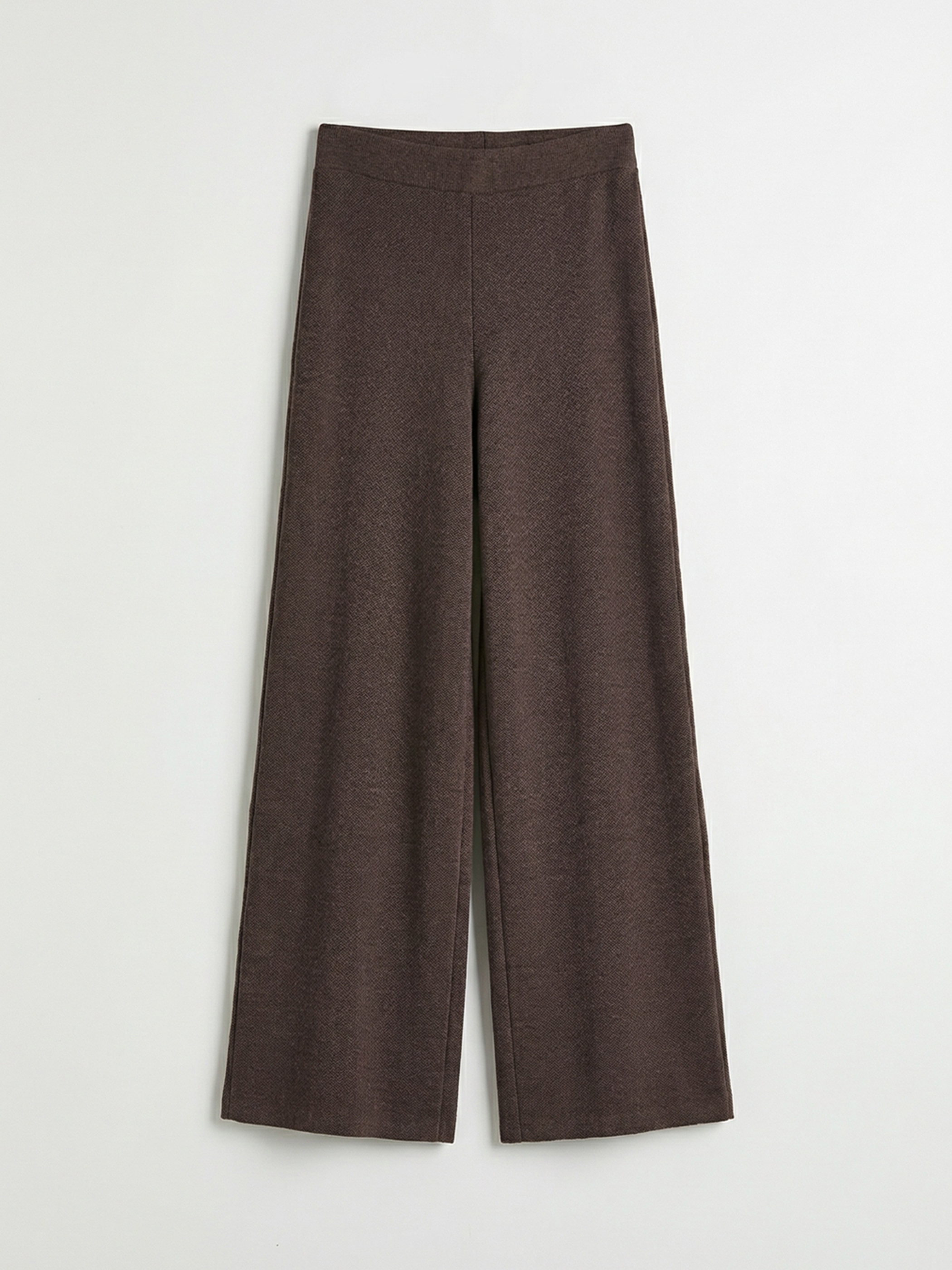 Kahverengi Beli Lastikli Geniş Paça Kadın Pantolon-4