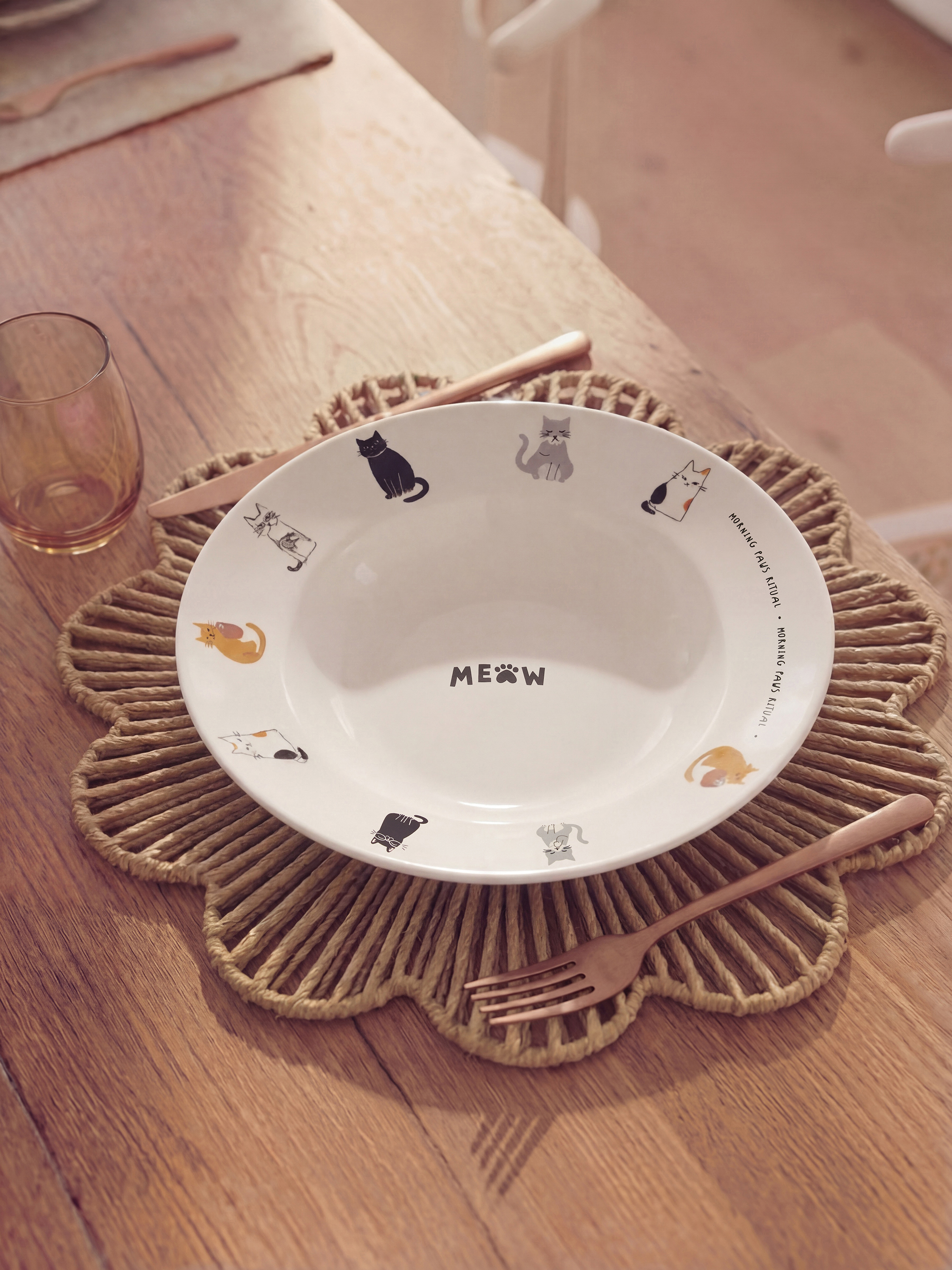 Karışık Kedi Baskılı Seramik Makarna Tabağı-1