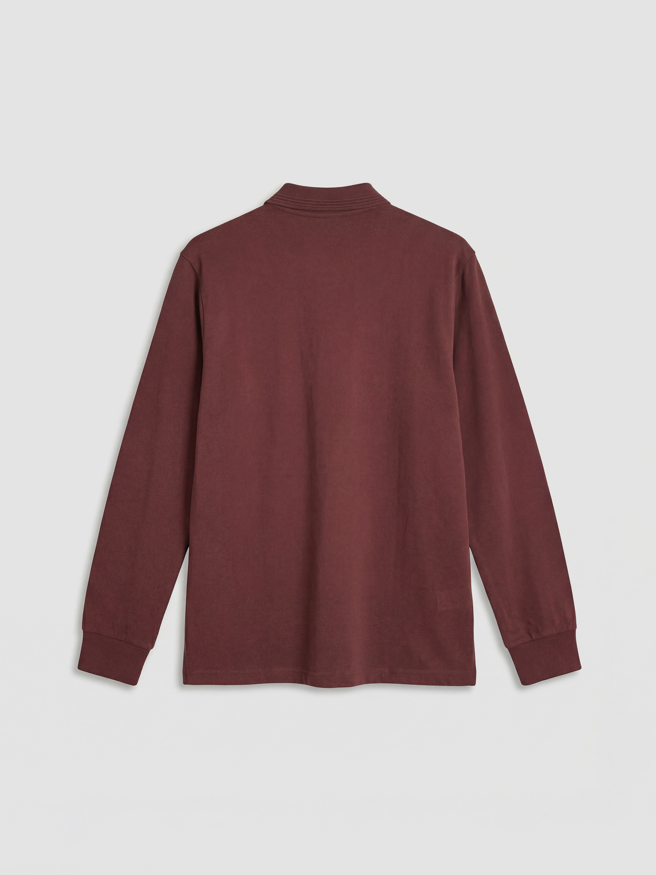 Bordo Polo Yaka Uzun Kollu Erkek Tişört-1