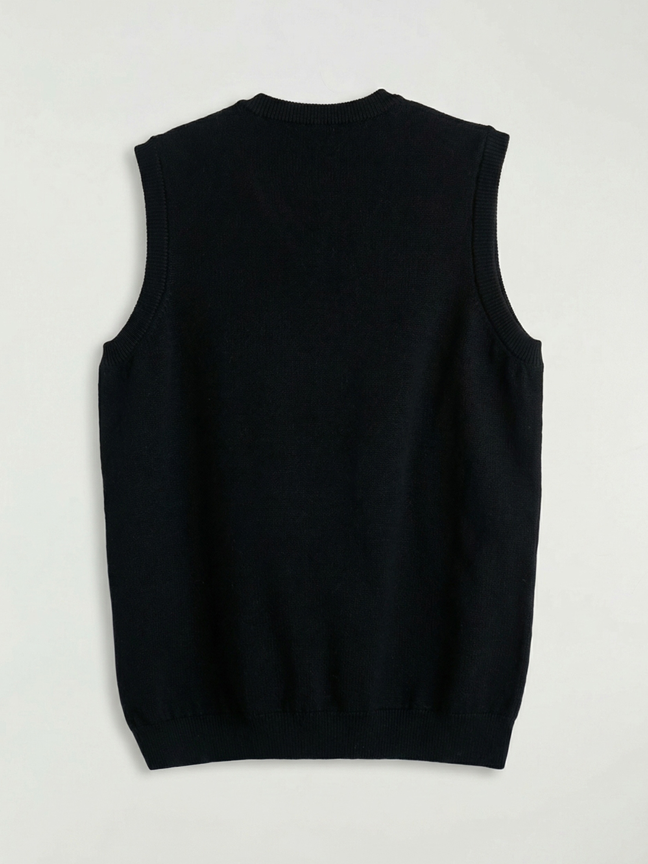 Siyah Standart Kalıp V Yaka Erkek Triko Süveter-5