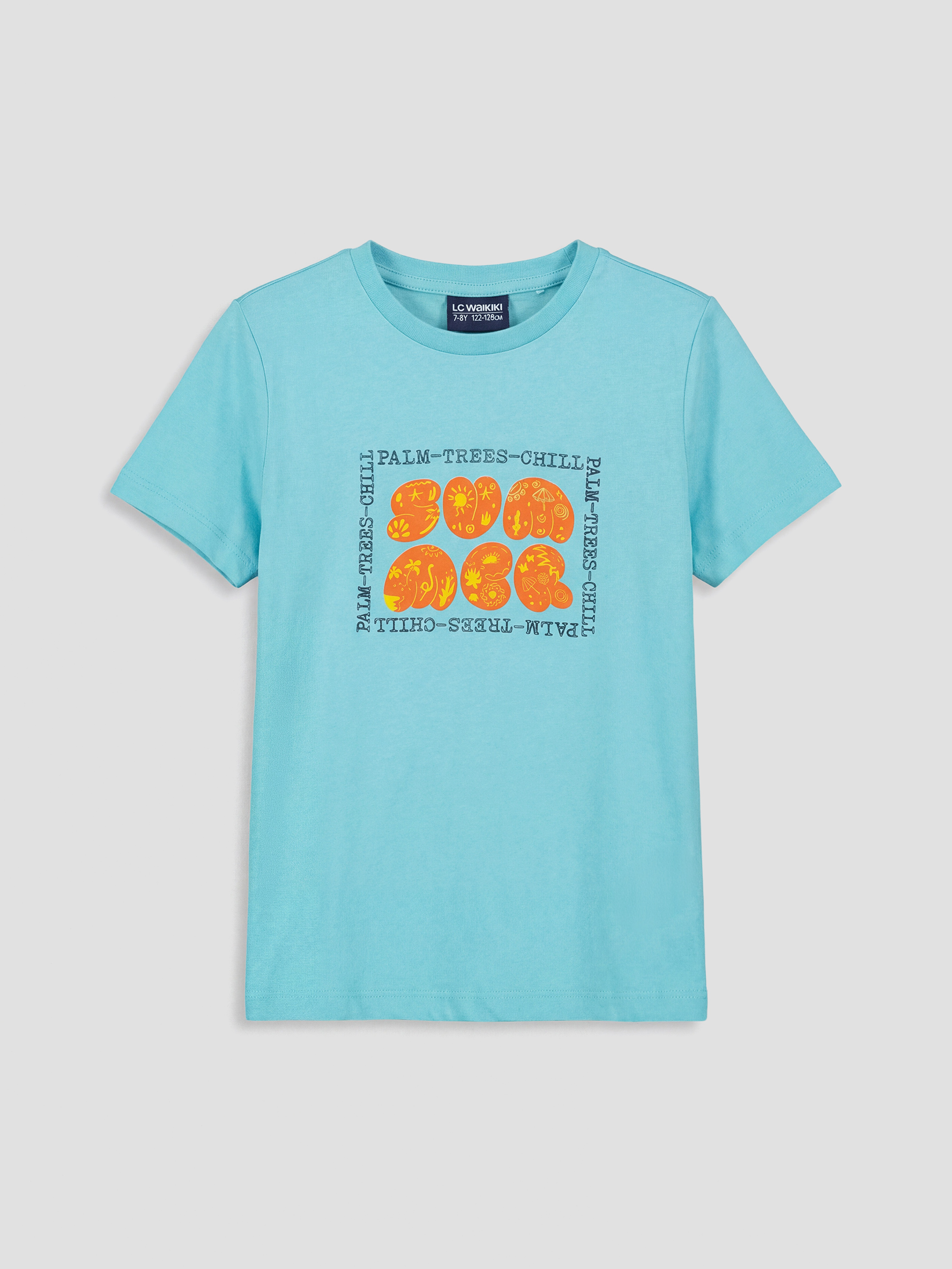 Mavi Erkek Çocuk Baskılı Tişört ve Şort-1