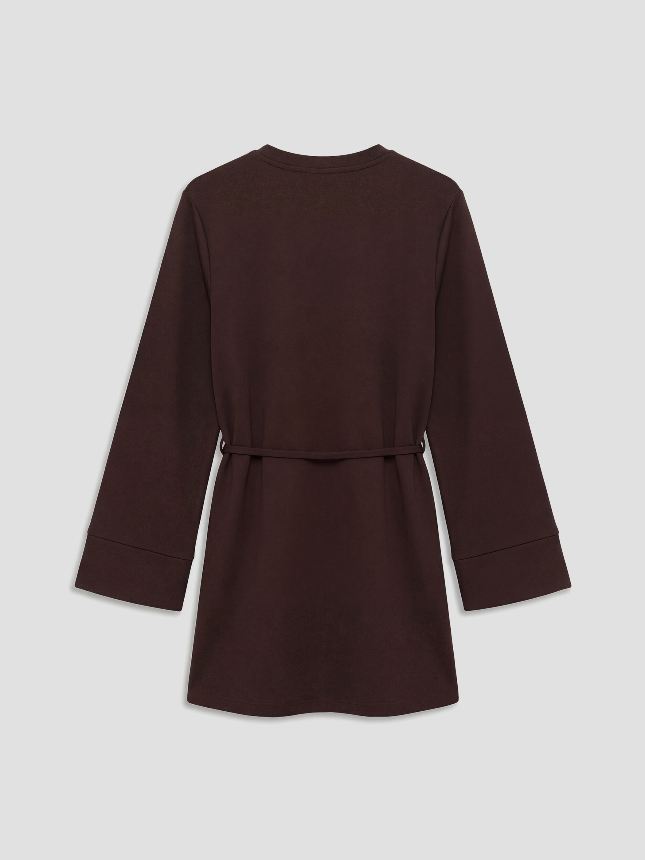 Kahverengi Kuşaklı Soft Touch Kadın Sweatshirt Tunik-1