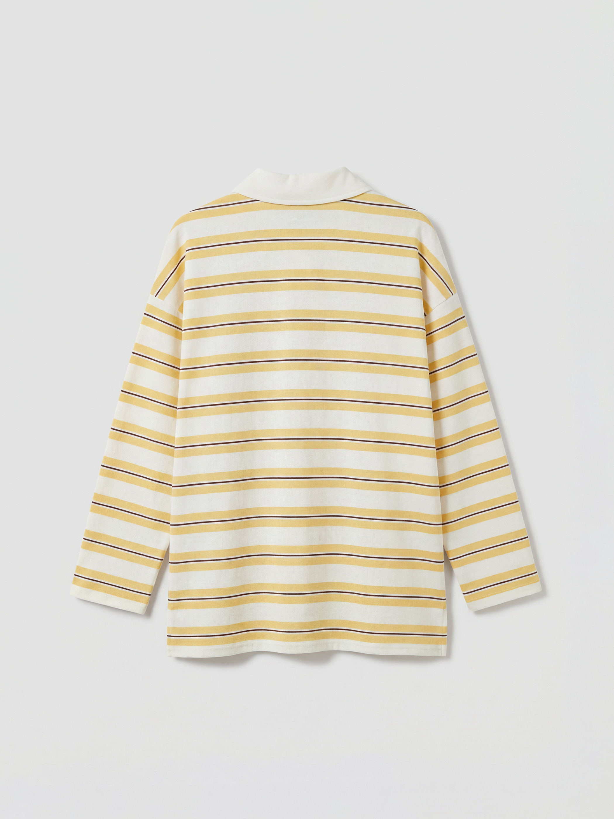 Sarı Polo Yaka Çizgili Kadın Sweatshirt Tunik-6