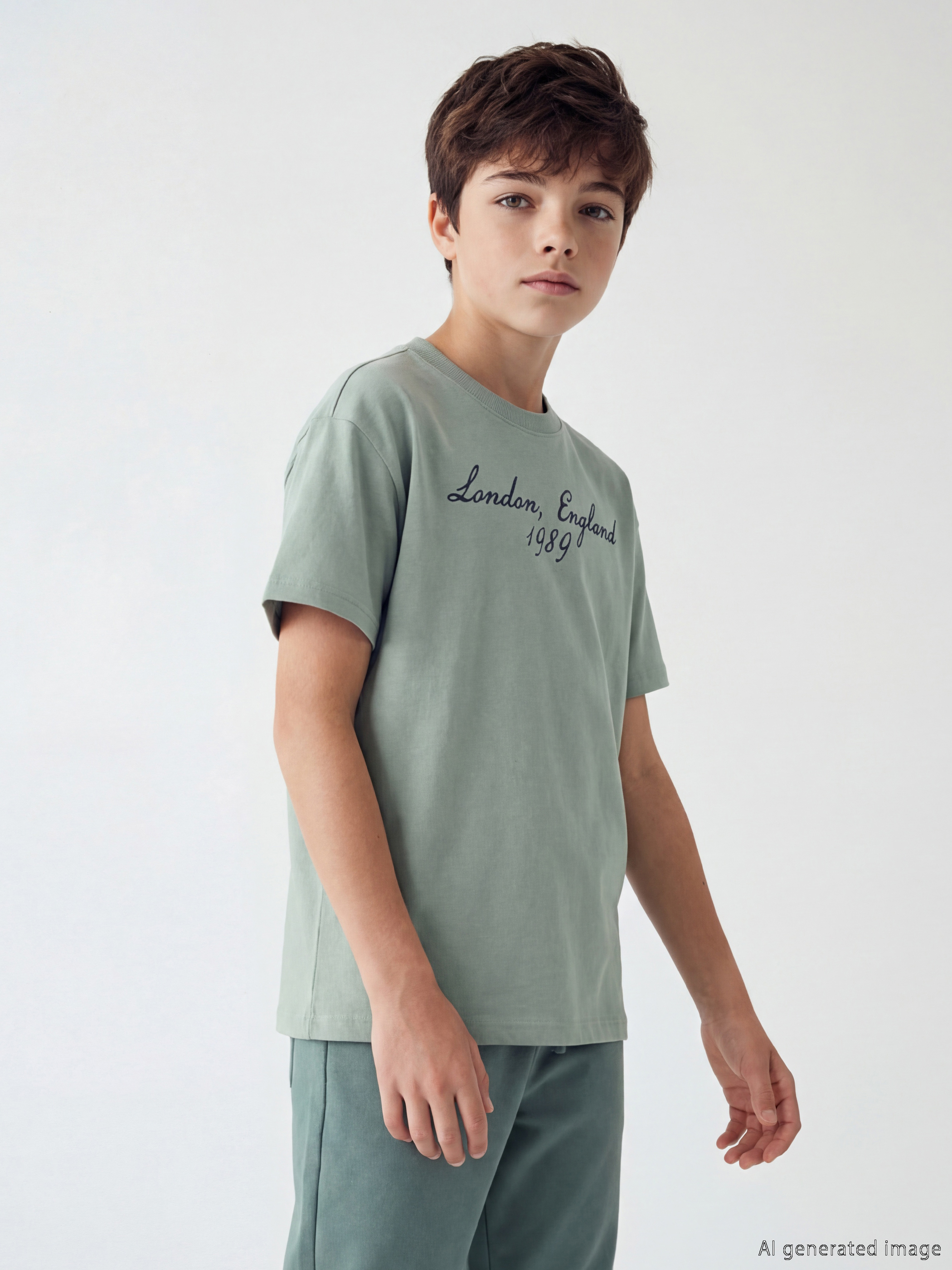 LCW Kids Bisiklet Yaka London Baskılı Erkek Çocuk Tişört - S6LD16Z4-GDA