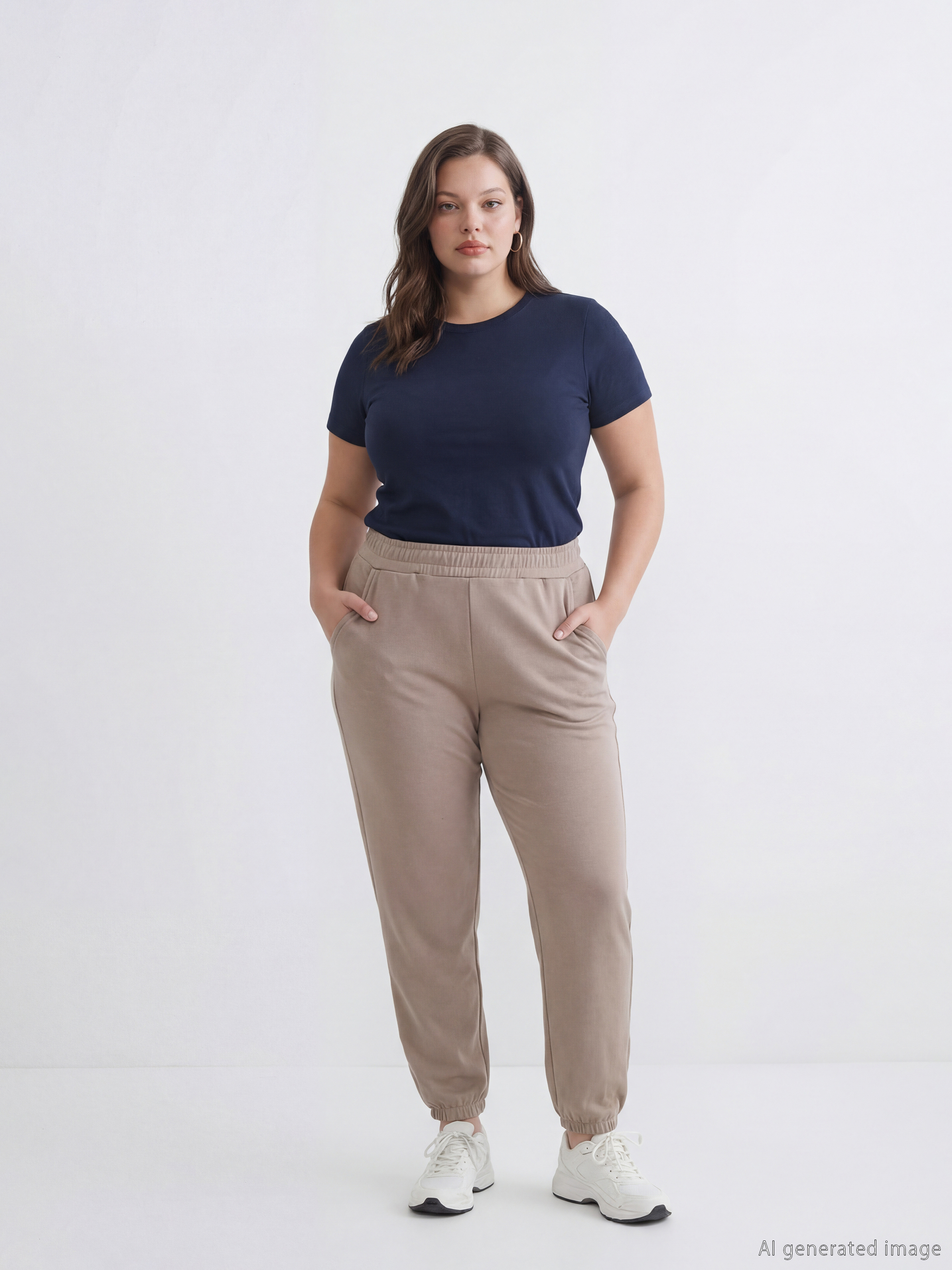 Kahverengi Beli Lastikli Kadın Jogger Eşofman Altı	-1