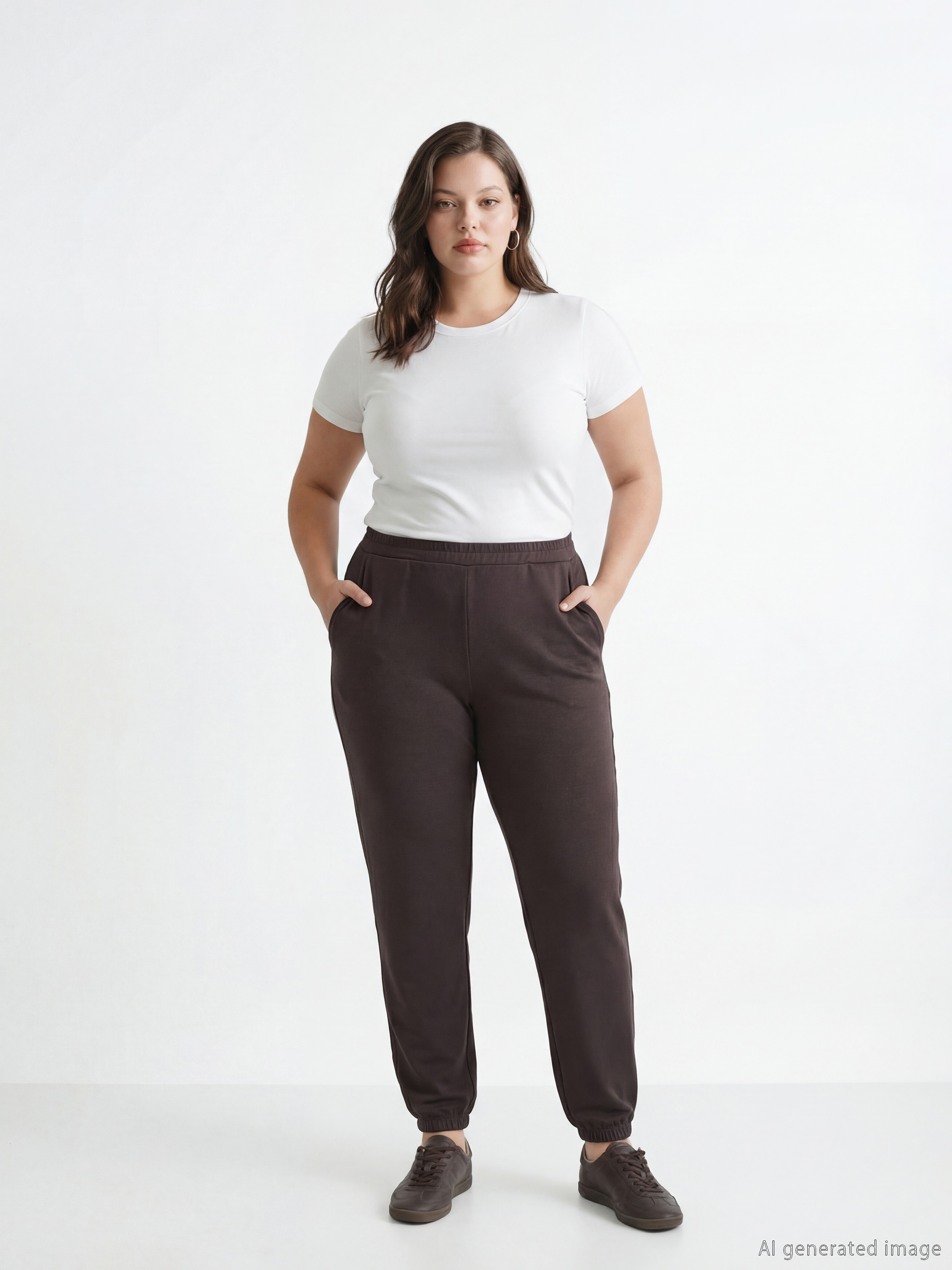 Kahverengi Beli Lastikli Kadın Jogger Eşofman Altı	-1