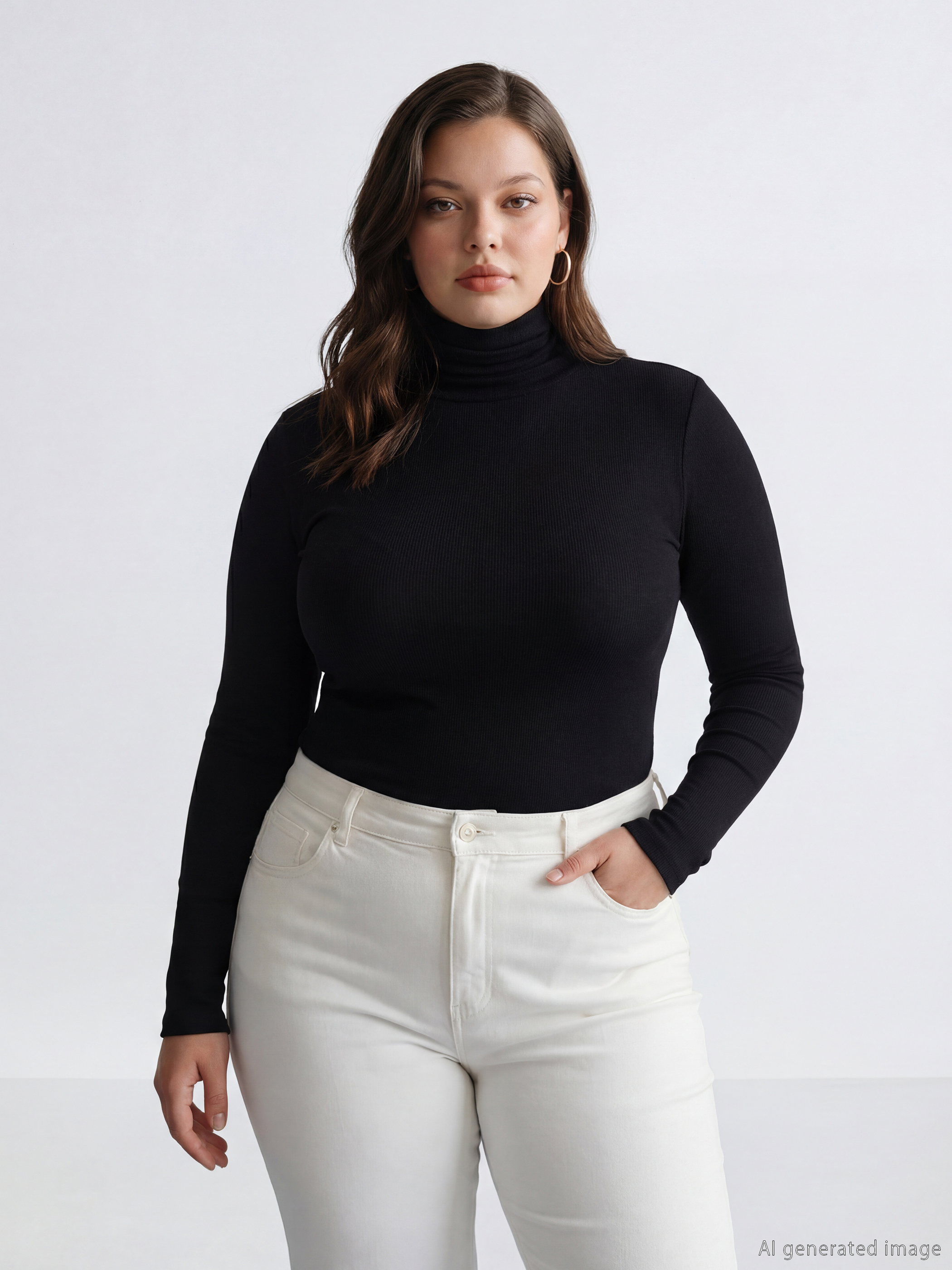 Siyah Dik Yaka Kadın Body-1