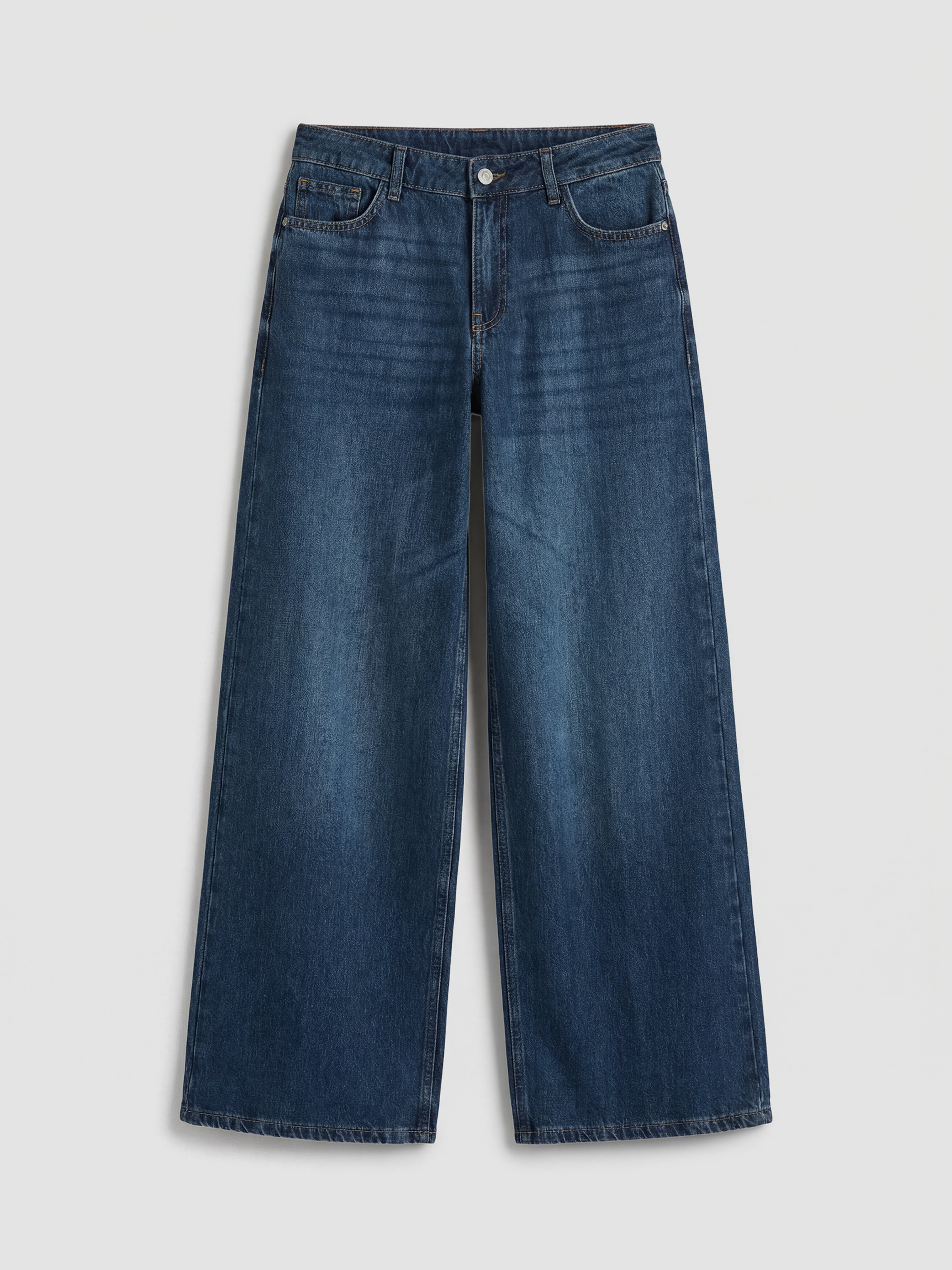 İndigo Yüksek Bel Wideleg Kadın Jean Pantolon-4