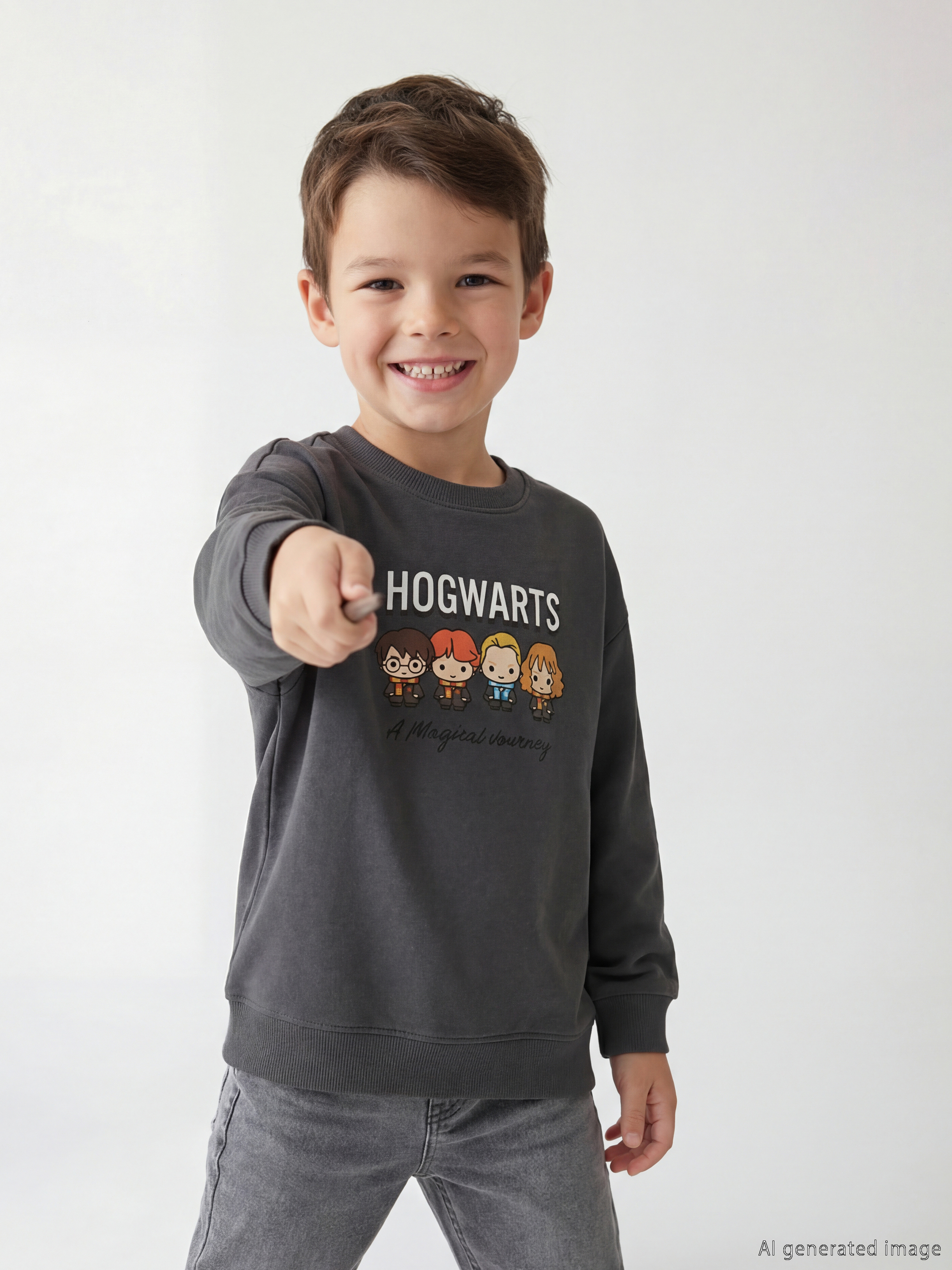 LCW Kids Harry Potter Baskılı Erkek Çocuk Penye Tişört - S6LF37Z1-HGL