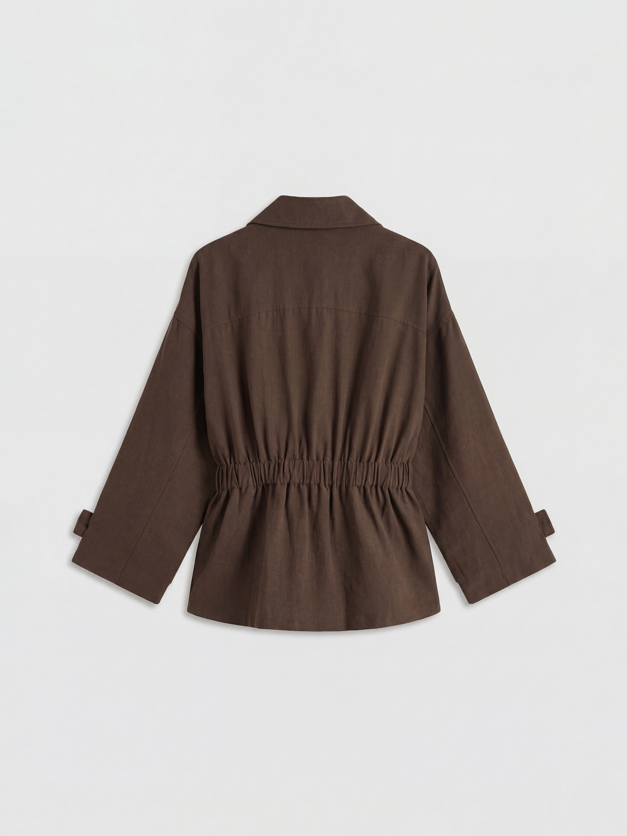 Haki Gömlek Yaka Kuşaklı Oversize Kadın Ceket-2