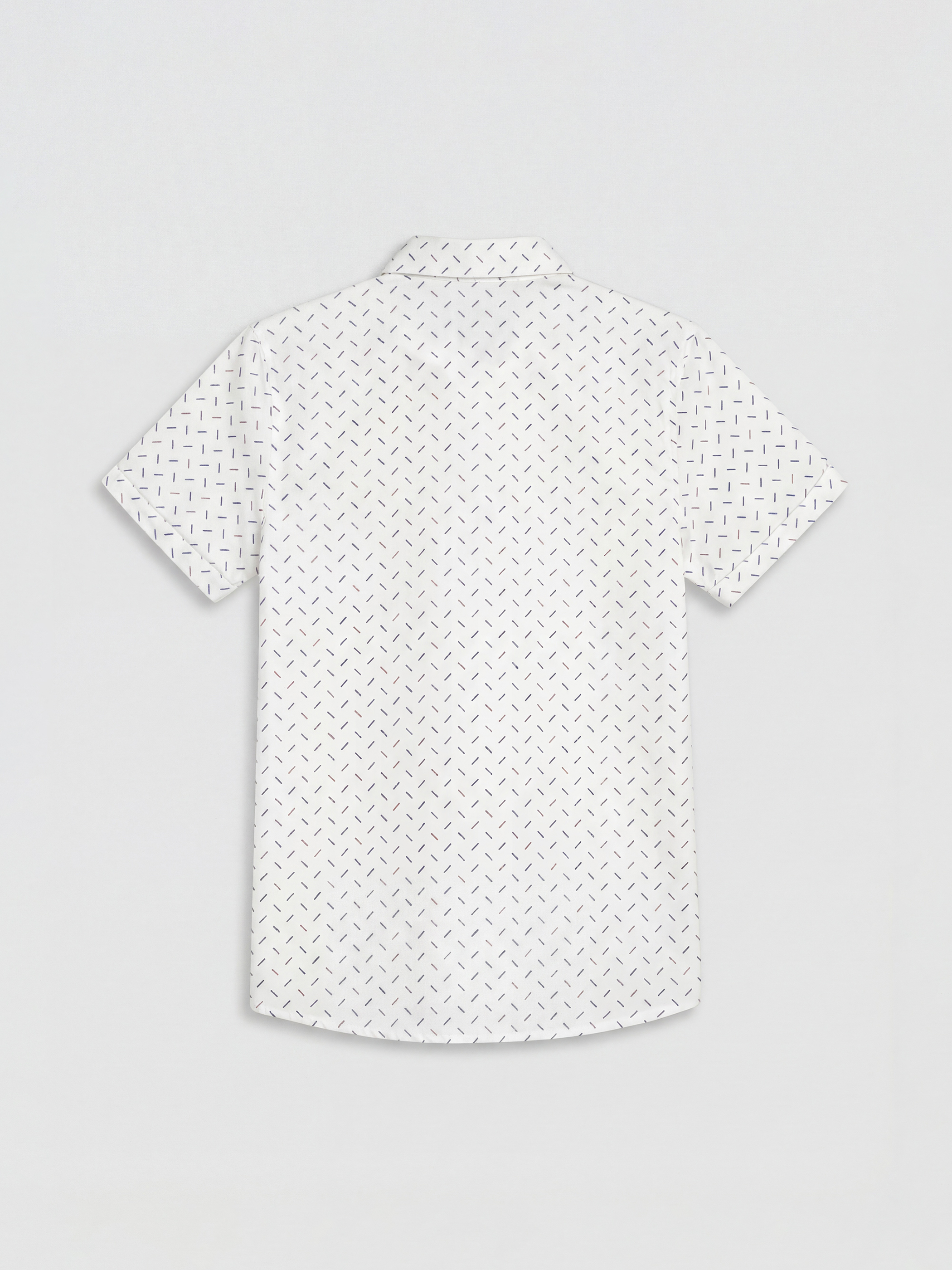 Beyaz Kısa Kollu Desenli Erkek Çocuk Gömlek-1