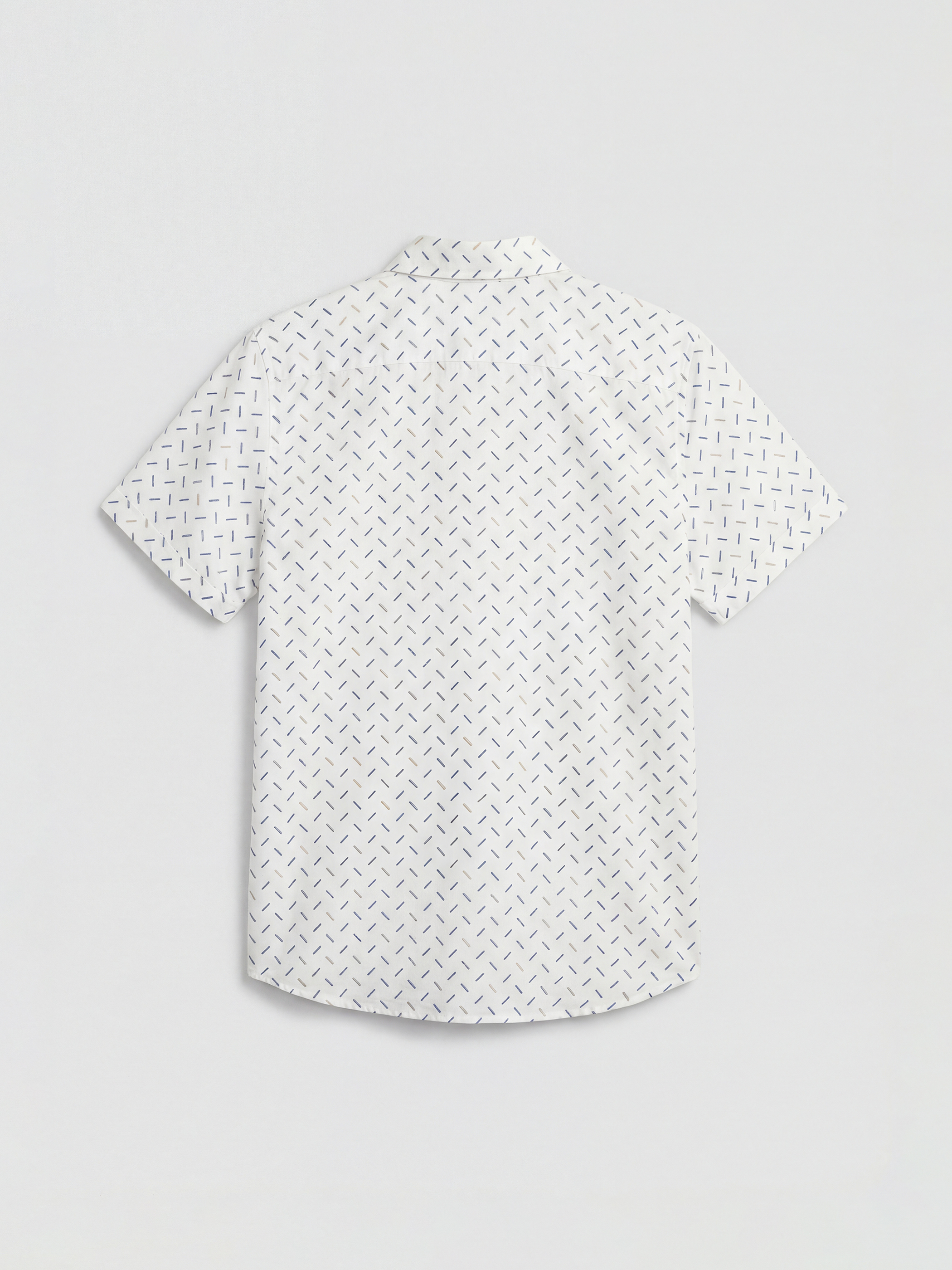 Beyaz Kısa Kollu Desenli Erkek Çocuk Gömlek-1