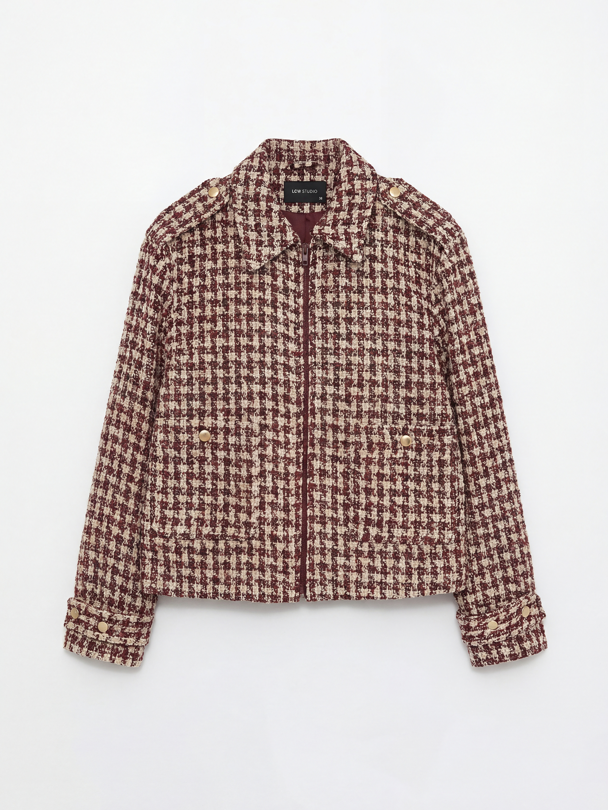 LCWAIKIKI Classic Gömlek Yaka Ekose Kadın Tüvit Ceket - S6LH61Z8-LPA