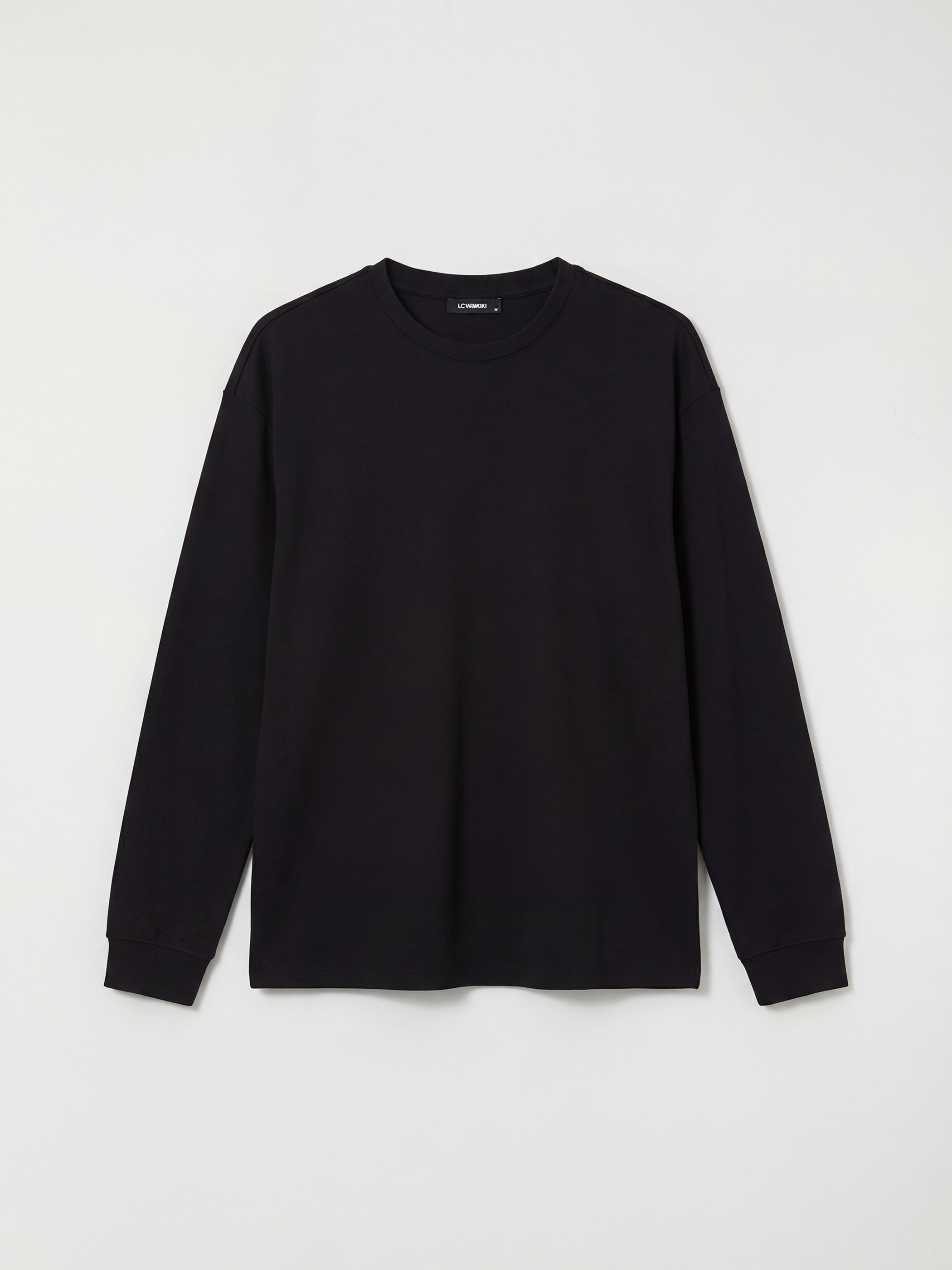 Siyah Bisiklet Yaka Uzun Kollu Erkek Pijama Üstü-1