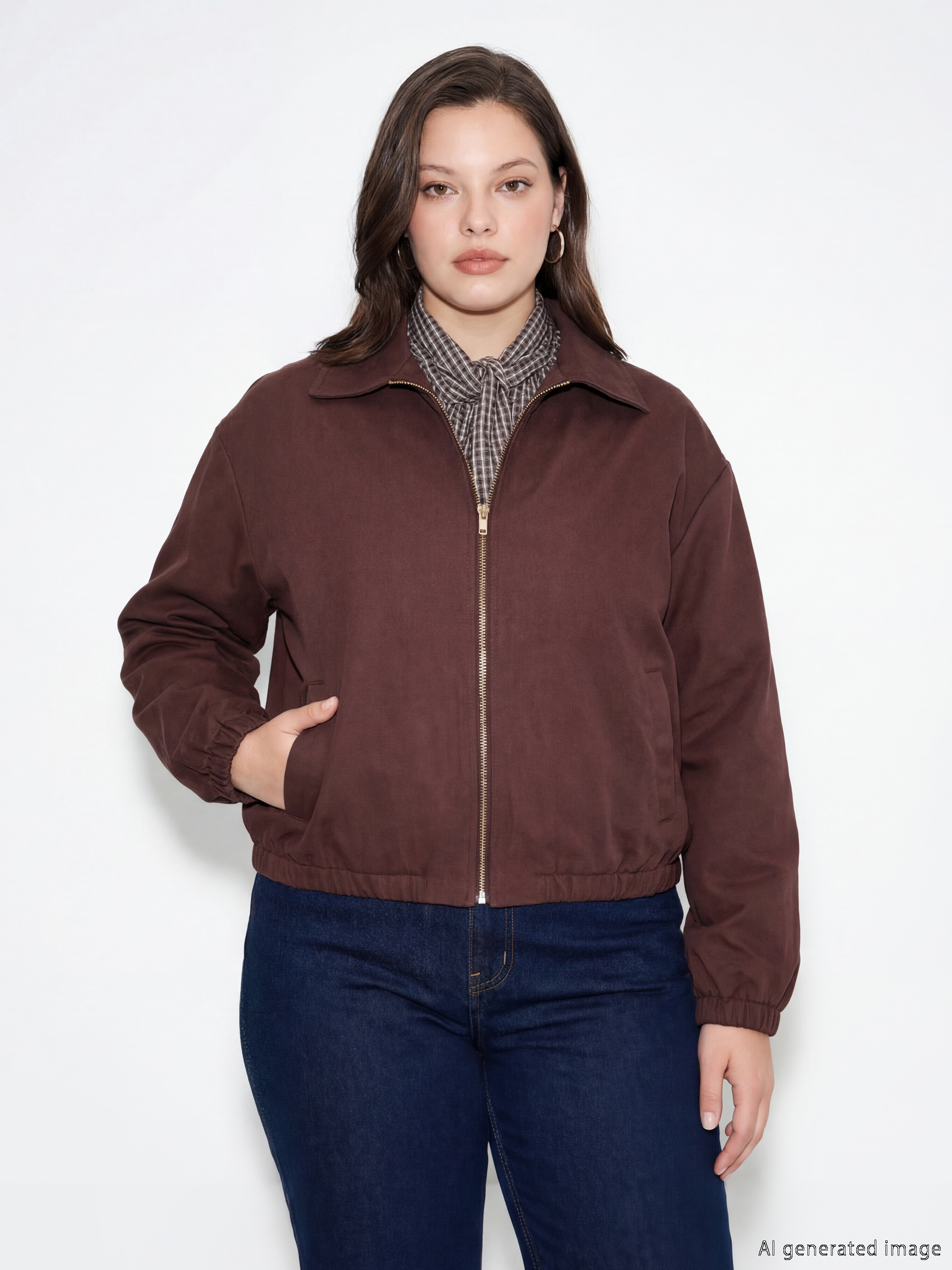 Kahverengi Gömlek Yaka Oversize Kadın Süet Görünümlü Ceket-8