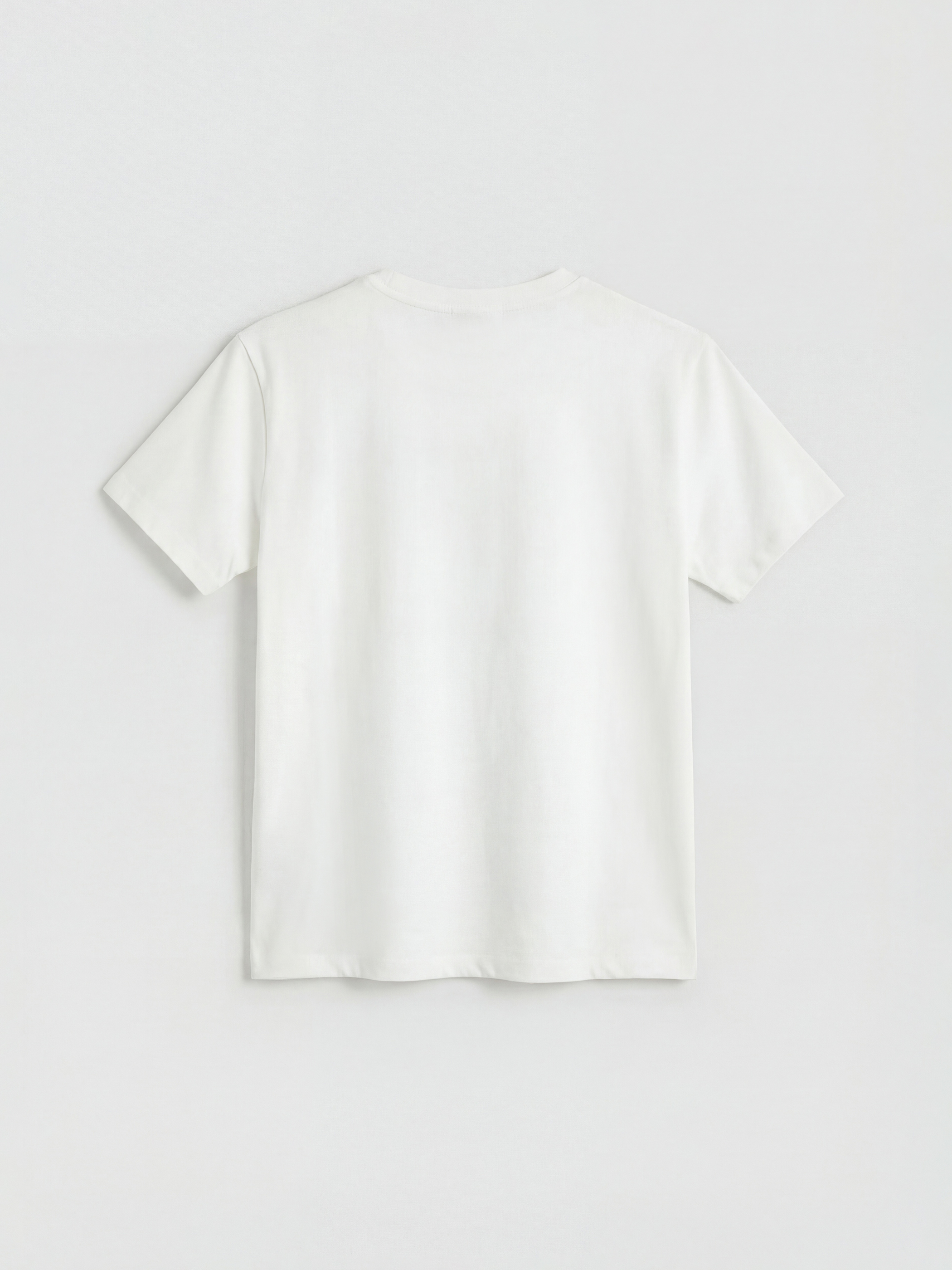 Beyaz Bisiklet Yaka Baskılı Kadın Tişört-1